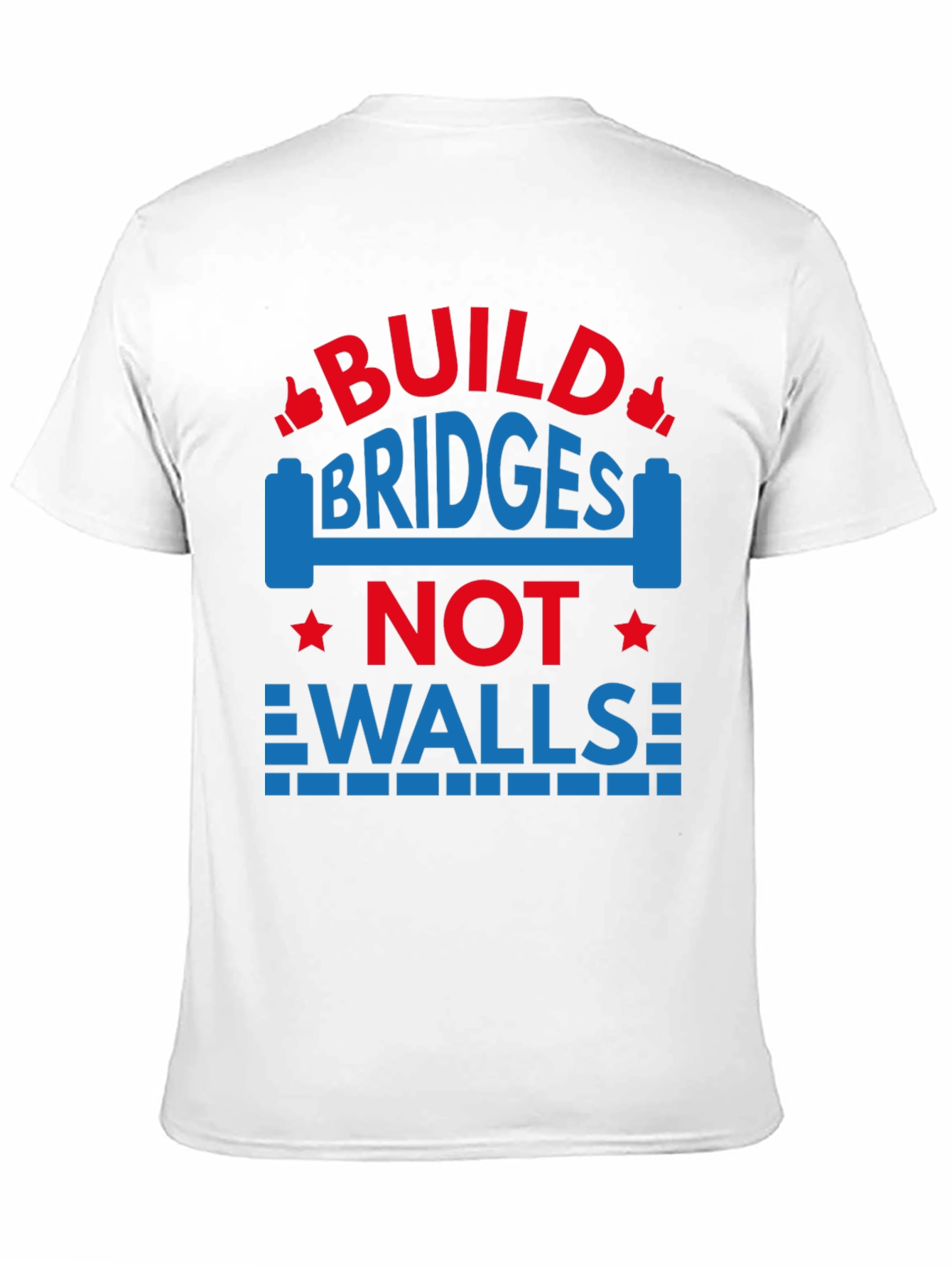 Black Build Bridges Not Walls Graphic Tee view 11