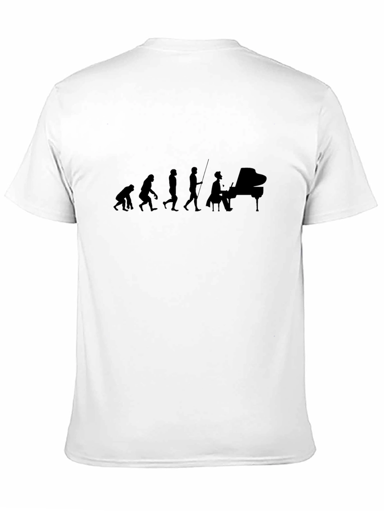 Black Evolution of Piano Player T-Shirt Black Cotton view 11