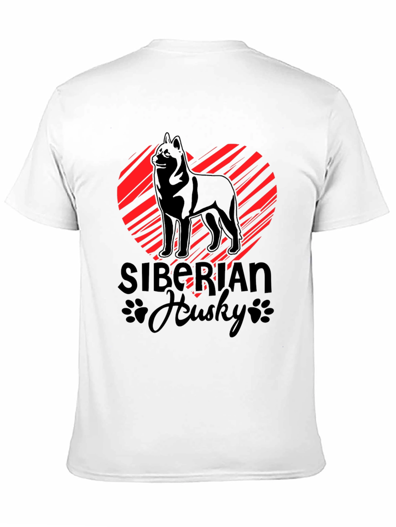 Black Siberian Husky Heart Graphic Black T-Shirt view 11