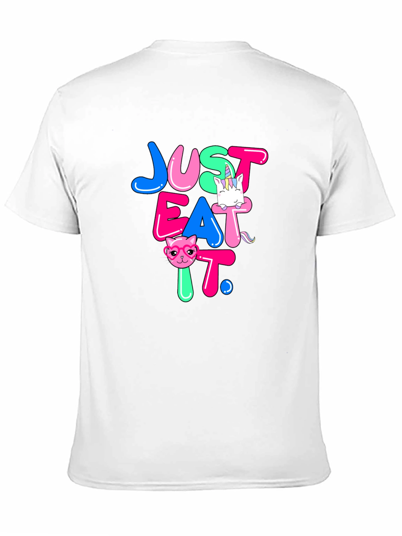 Black Just Eat It Graphic T-Shirt - Funny Cat & Unicorn Design view 11