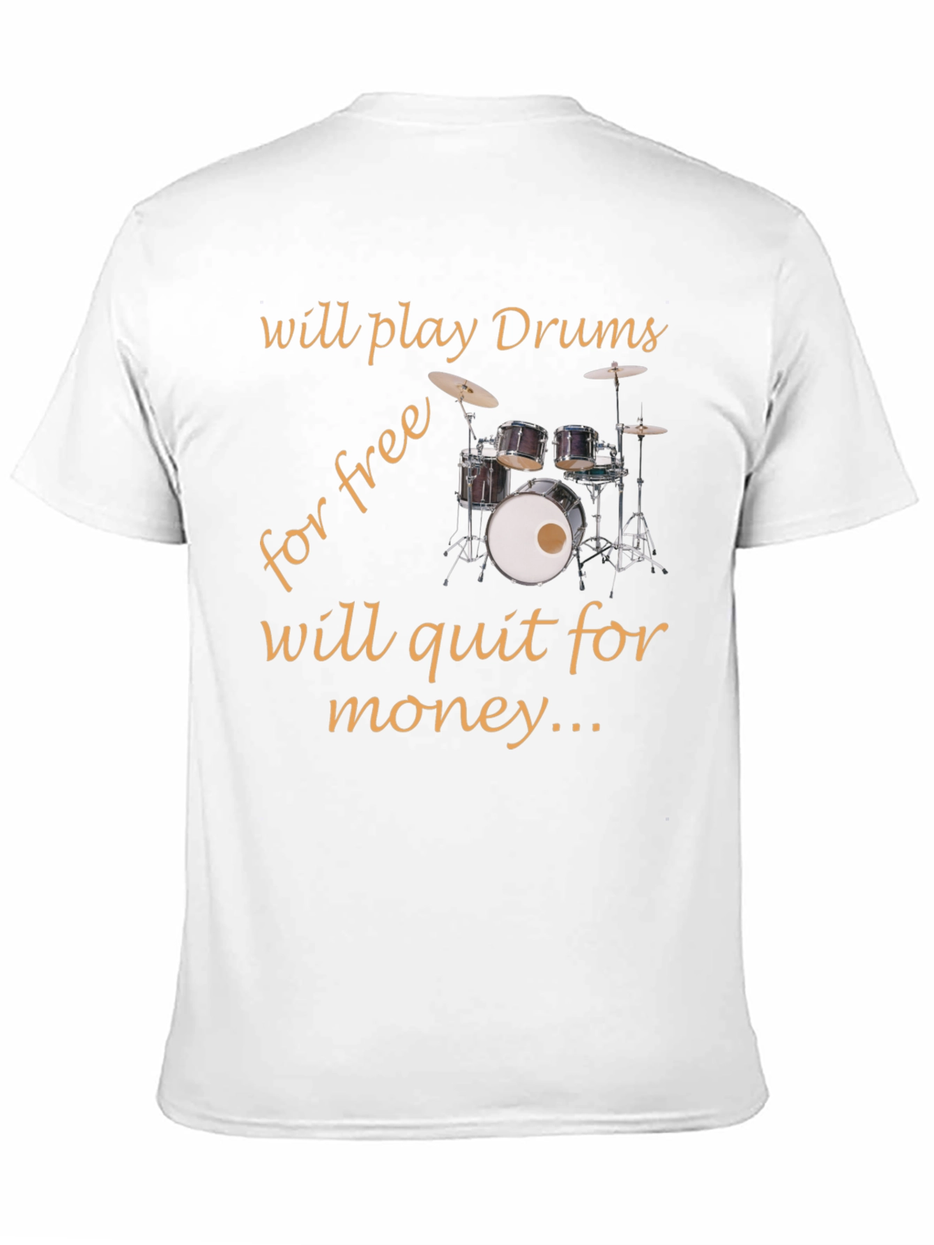 Black Funny Drummer T-Shirt - Play Drums Free, Quit For Money view 11