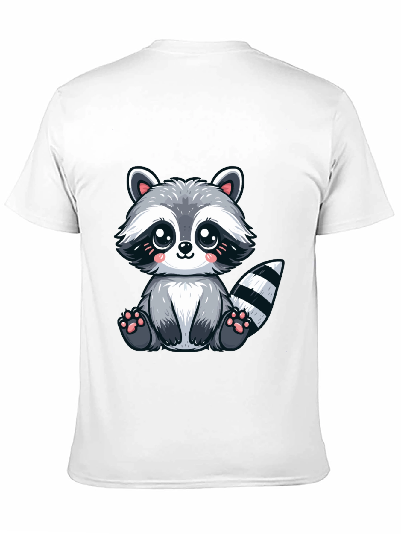 Black Cute Cartoon Raccoon Graphic Tee - Soft Black Cotton view 11
