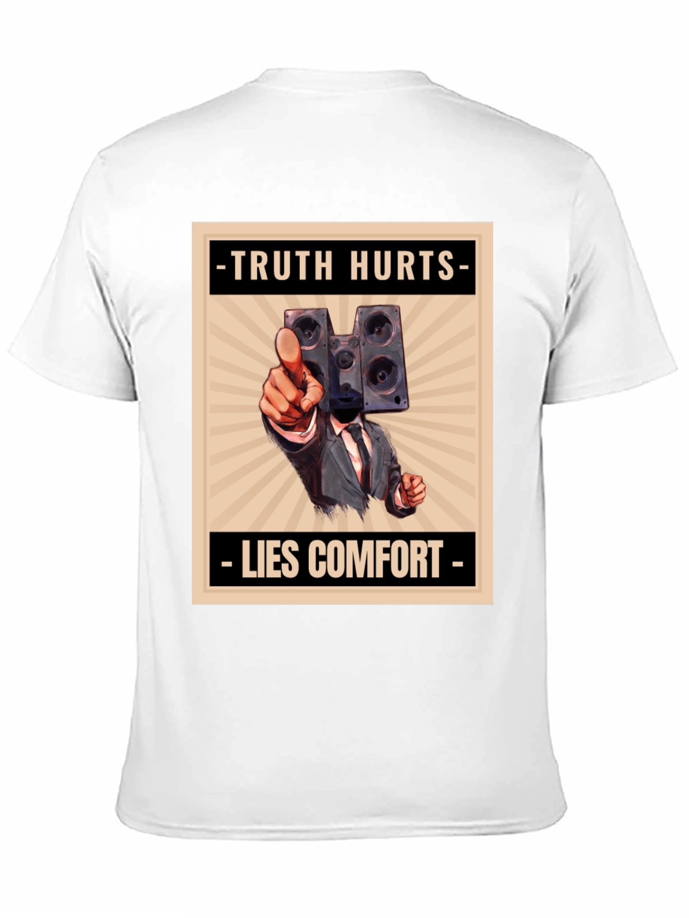 Black Truth Hurts Men's Graphic Tee - Speaker Head view 11