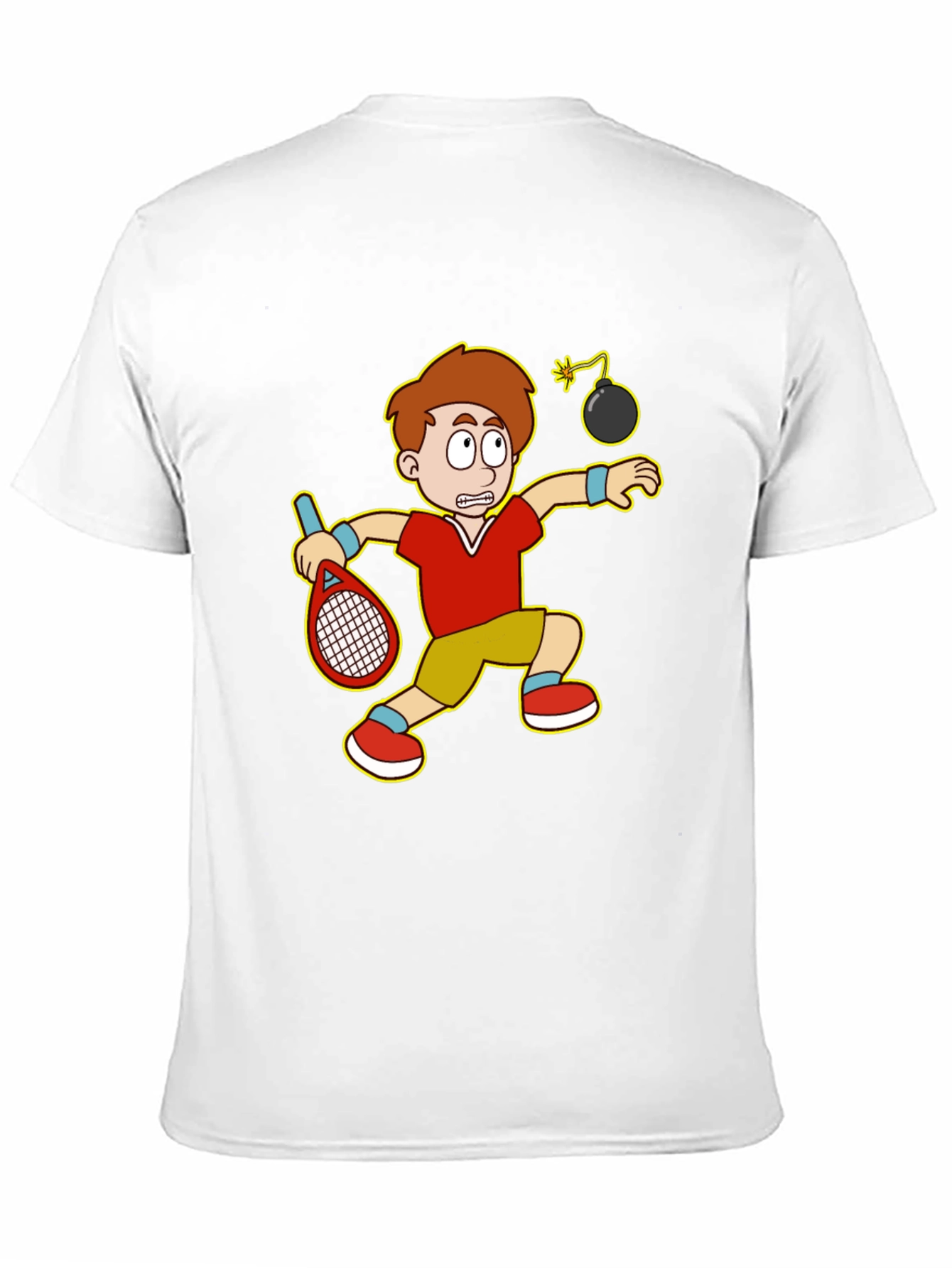 Black Funny Tennis Player Cartoon Graphic T-Shirt view 11