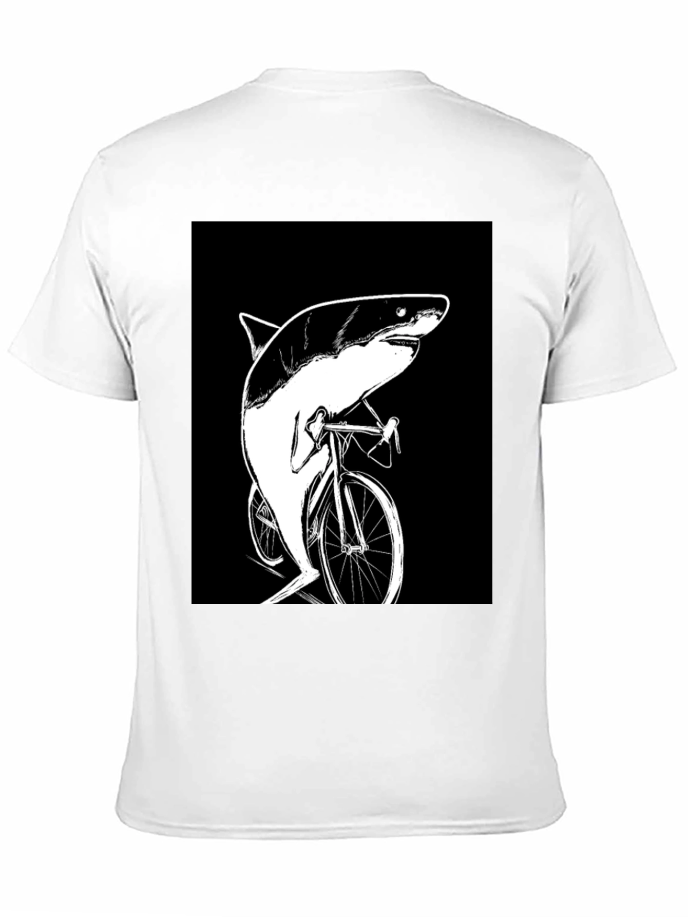 Black Shark on Bike T-Shirt - Funny Animal Graphic Tee view 11