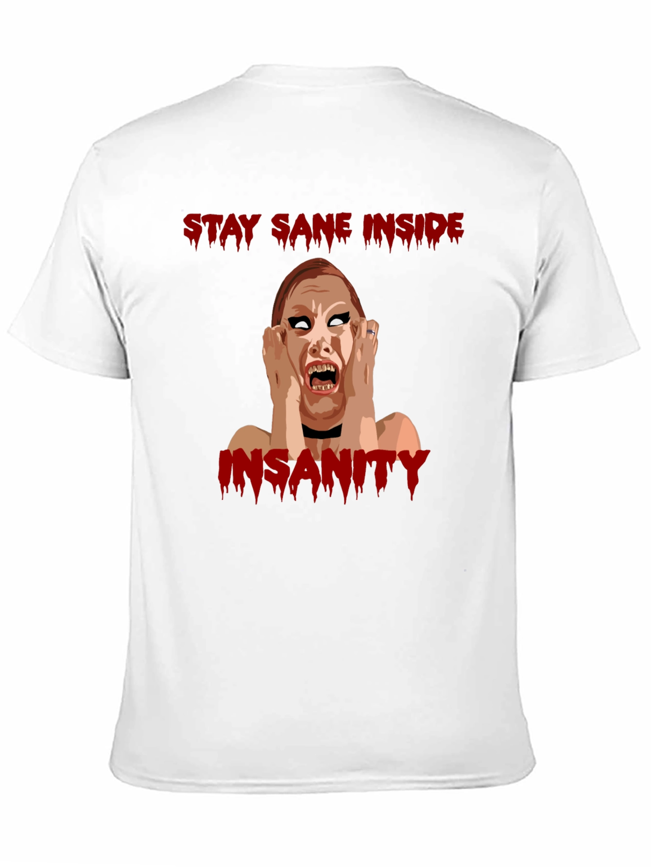 Black Stay Sane Inside Horror Graphic T-Shirt view 11