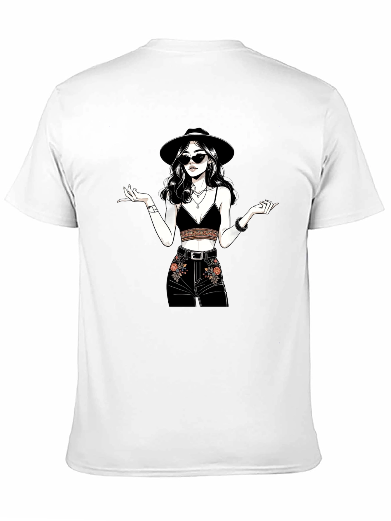 Black Stylish Graphic Print T-Shirt - Boho Chic view 11