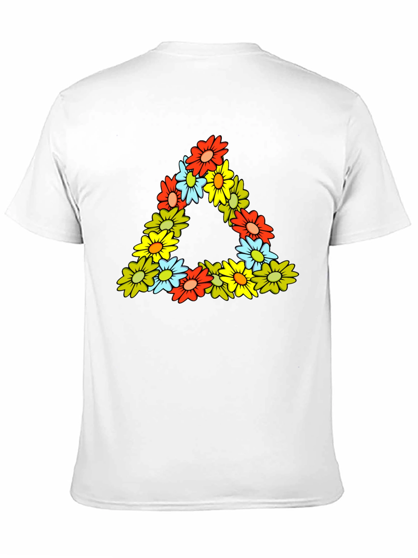 Black Floral Triangle Tee - Men's Black Graphic T-Shirt view 11