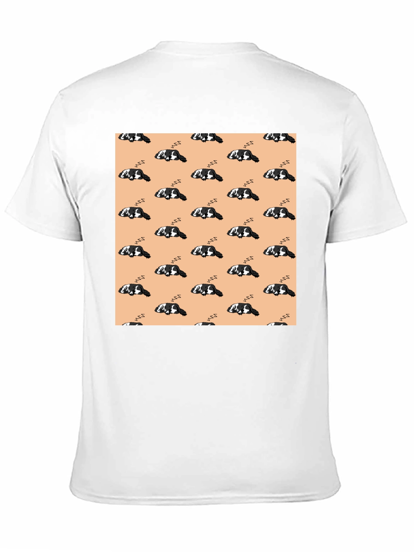 Cute Sleeping Dog Pattern Black T-Shirt - 11