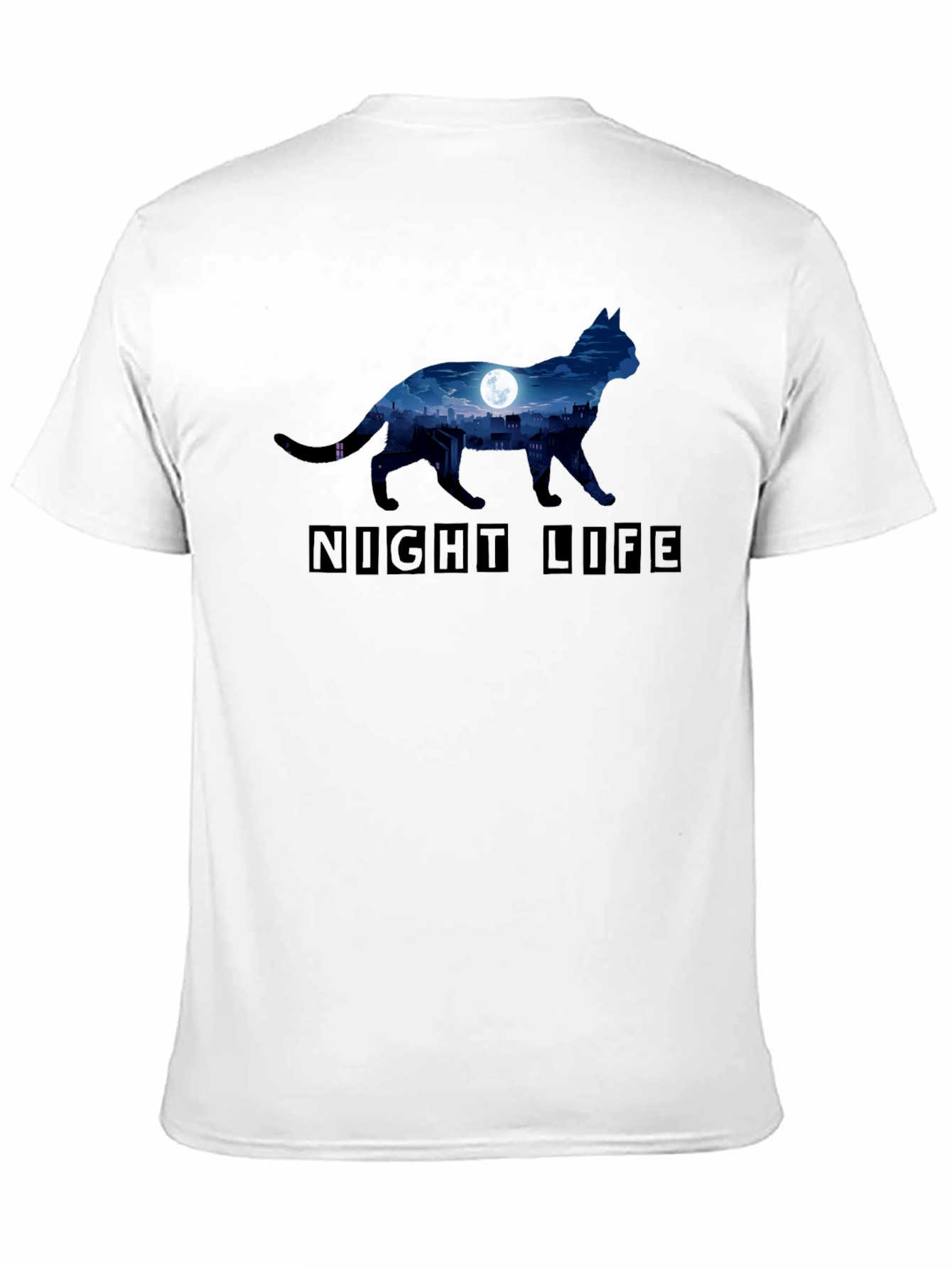 Night Life Cat Graphic T-Shirt - 11