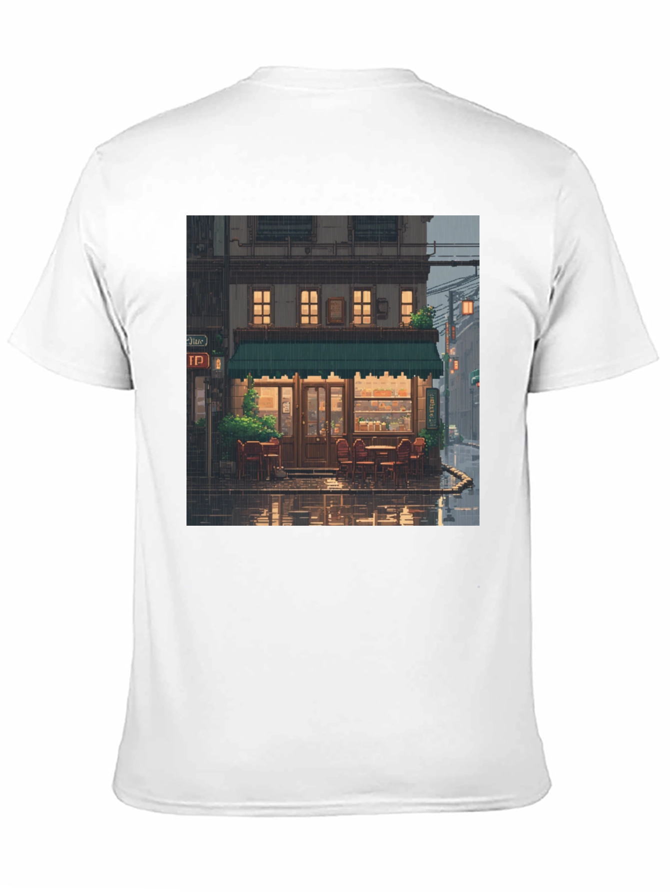 Black Rainy Day Cafe T-Shirt view 11