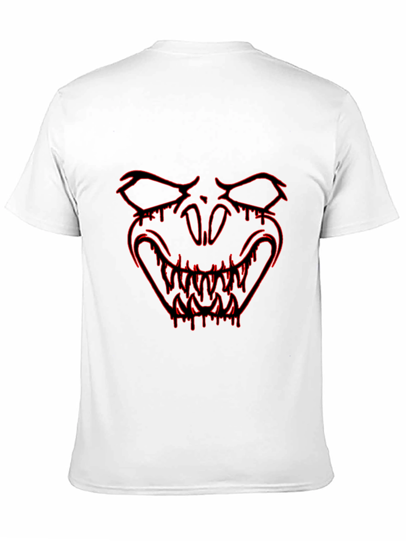 Black Men's Black T-Shirt with Red Monster Graphic view 11