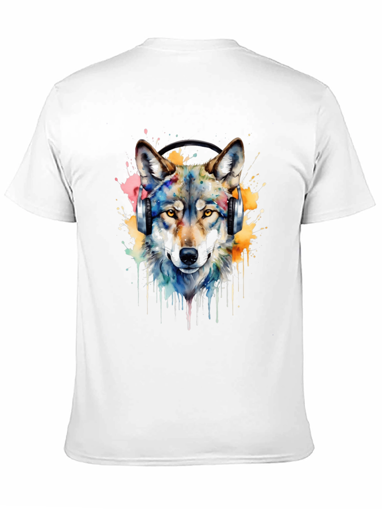 Black Wolf Headphone Graphic Tee view 11