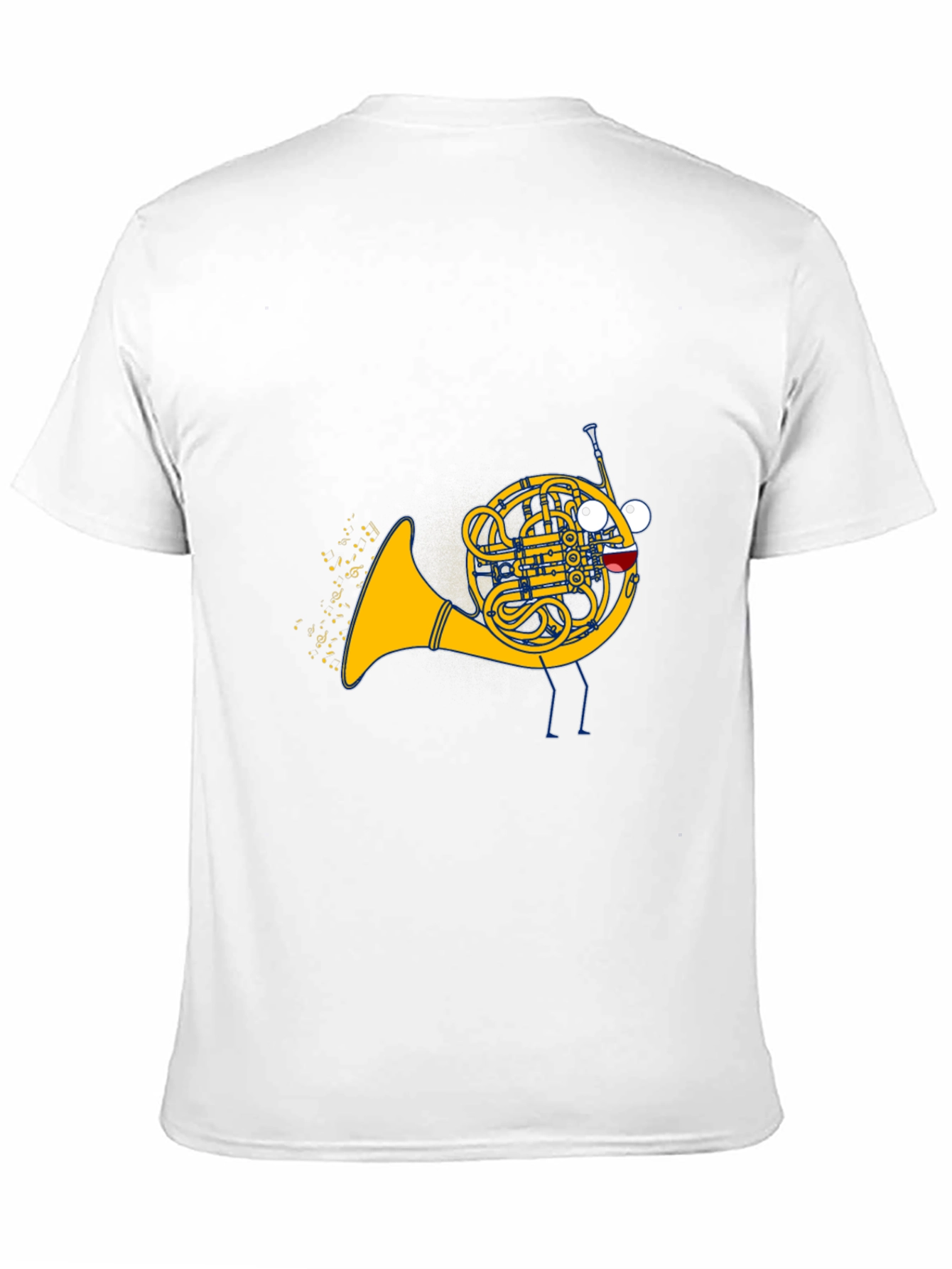 Black Musical French Horn Cartoon T-Shirt view 11