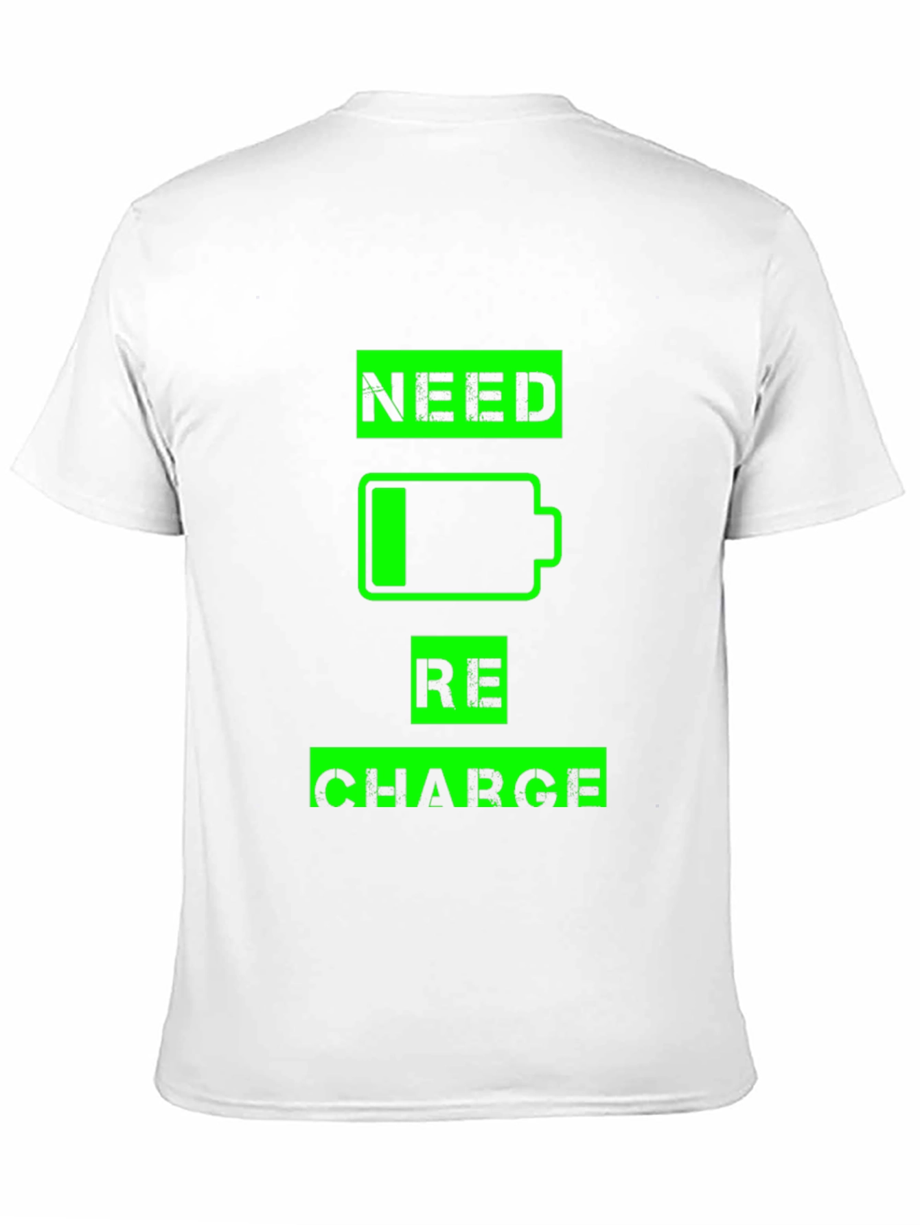 Black Need Recharge T-Shirt - Black Crew Neck Graphic Tee view 11
