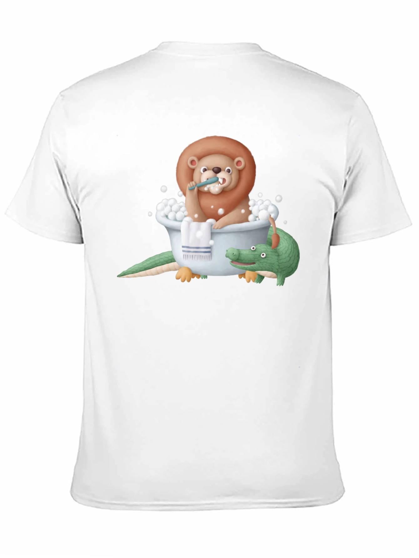 Black Lion and Crocodile Bath Time T-Shirt view 11