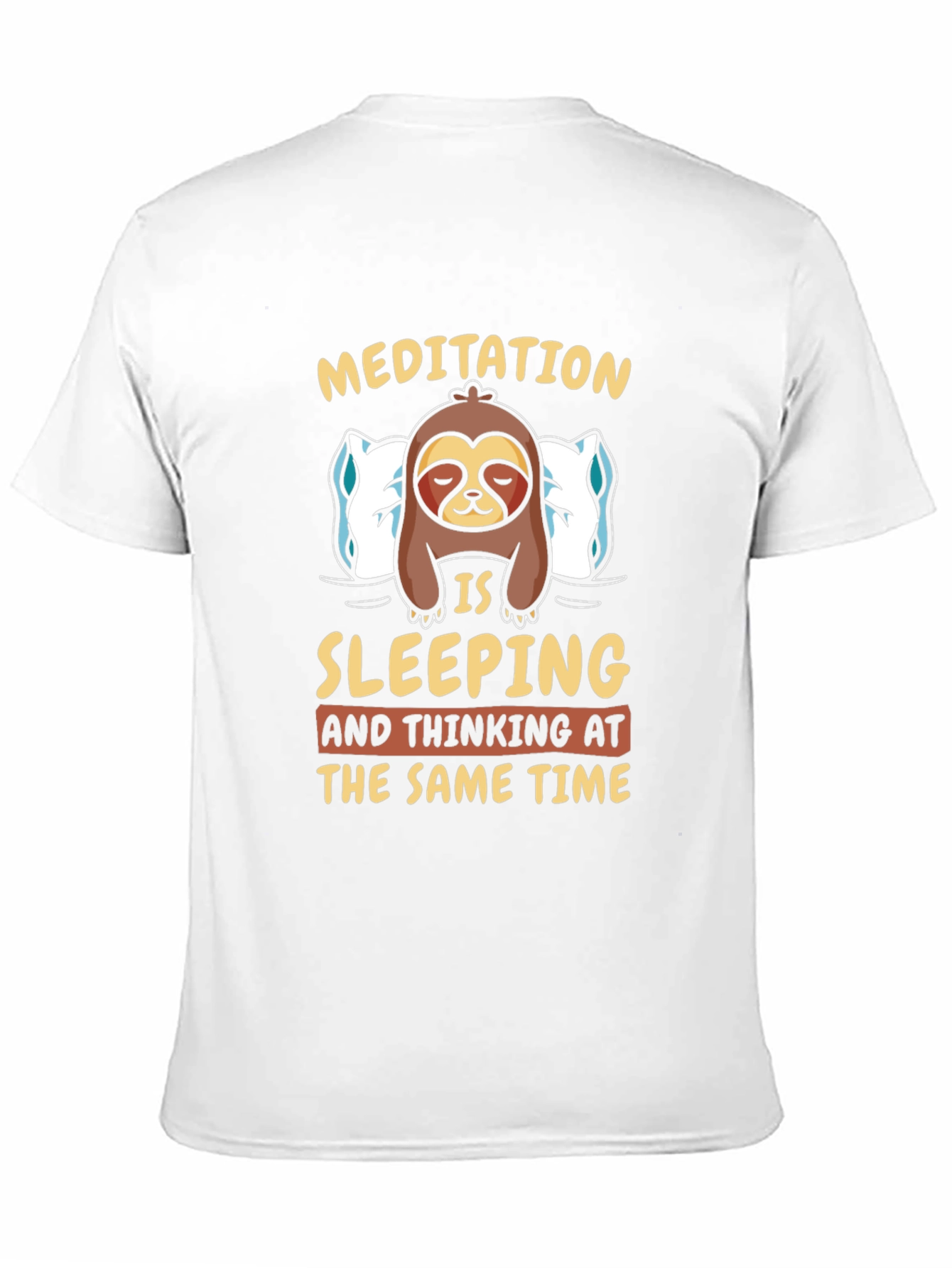 Meditation Sloth Graphic Tee: Sleeping & Thinking T-Shirt - 11