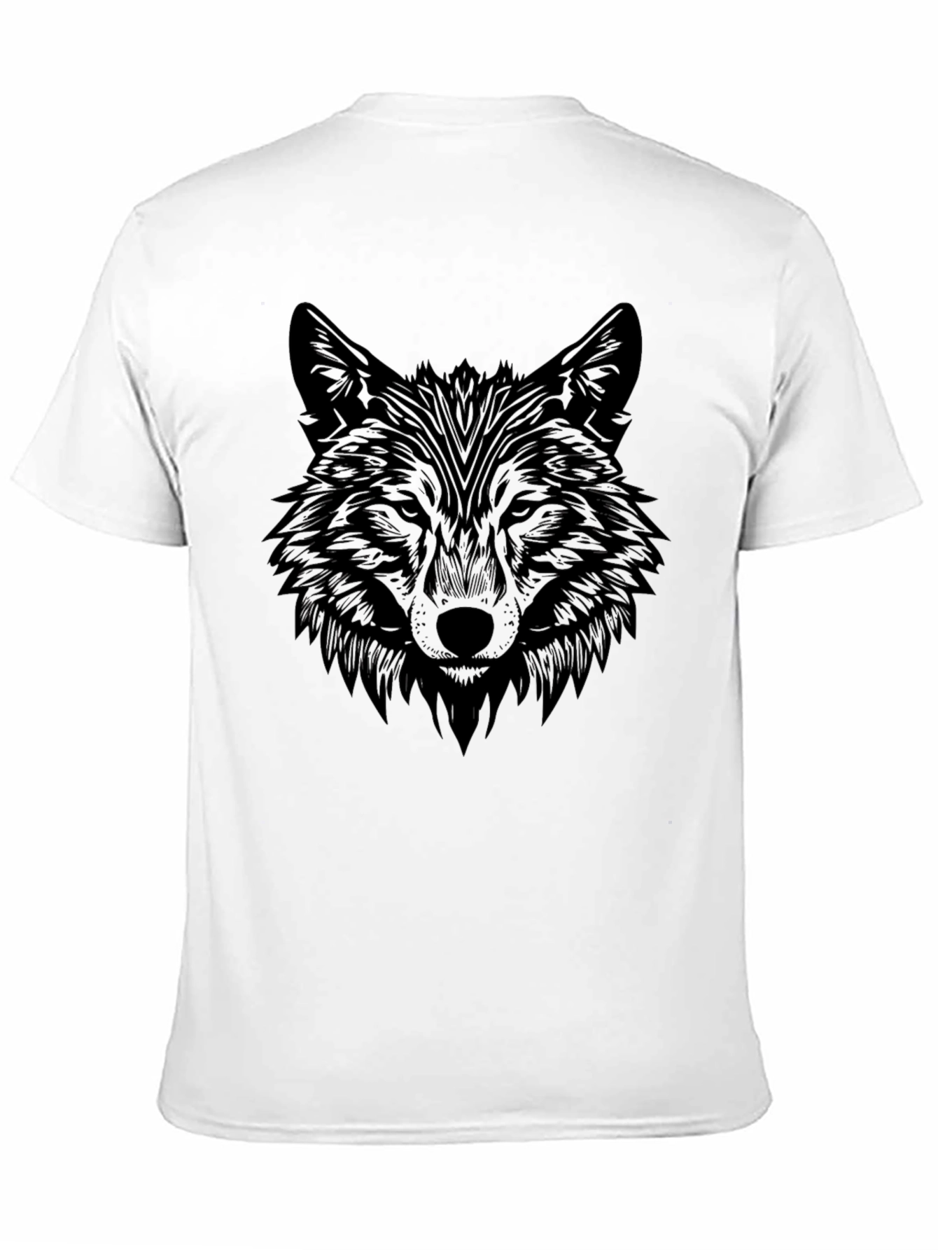 Black Wolf Graphic Print Black T-Shirt for Men view 11