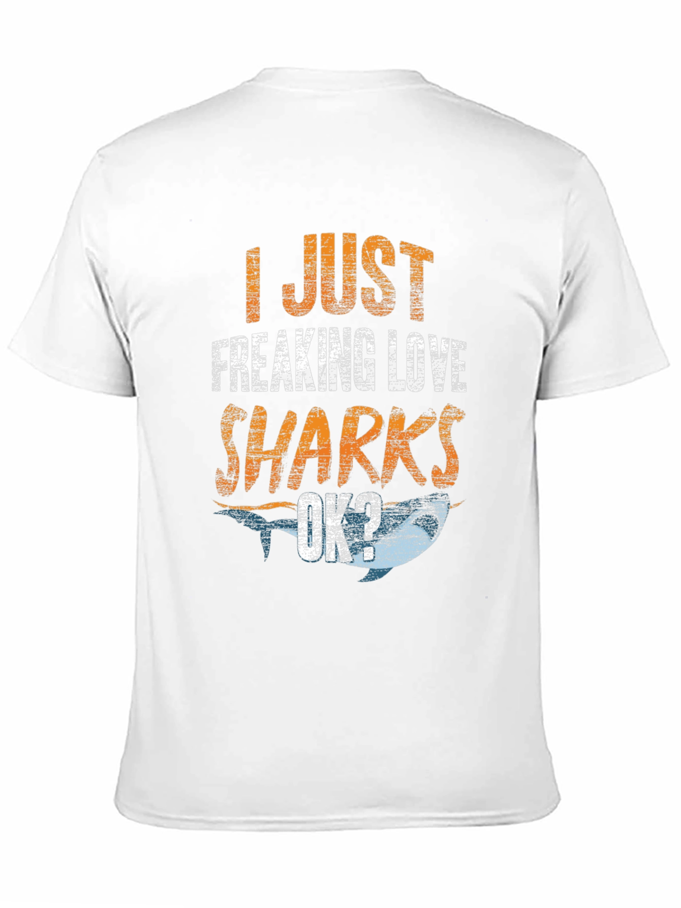 Black I Just Freaking Love Sharks Men's Black T-Shirt view 11