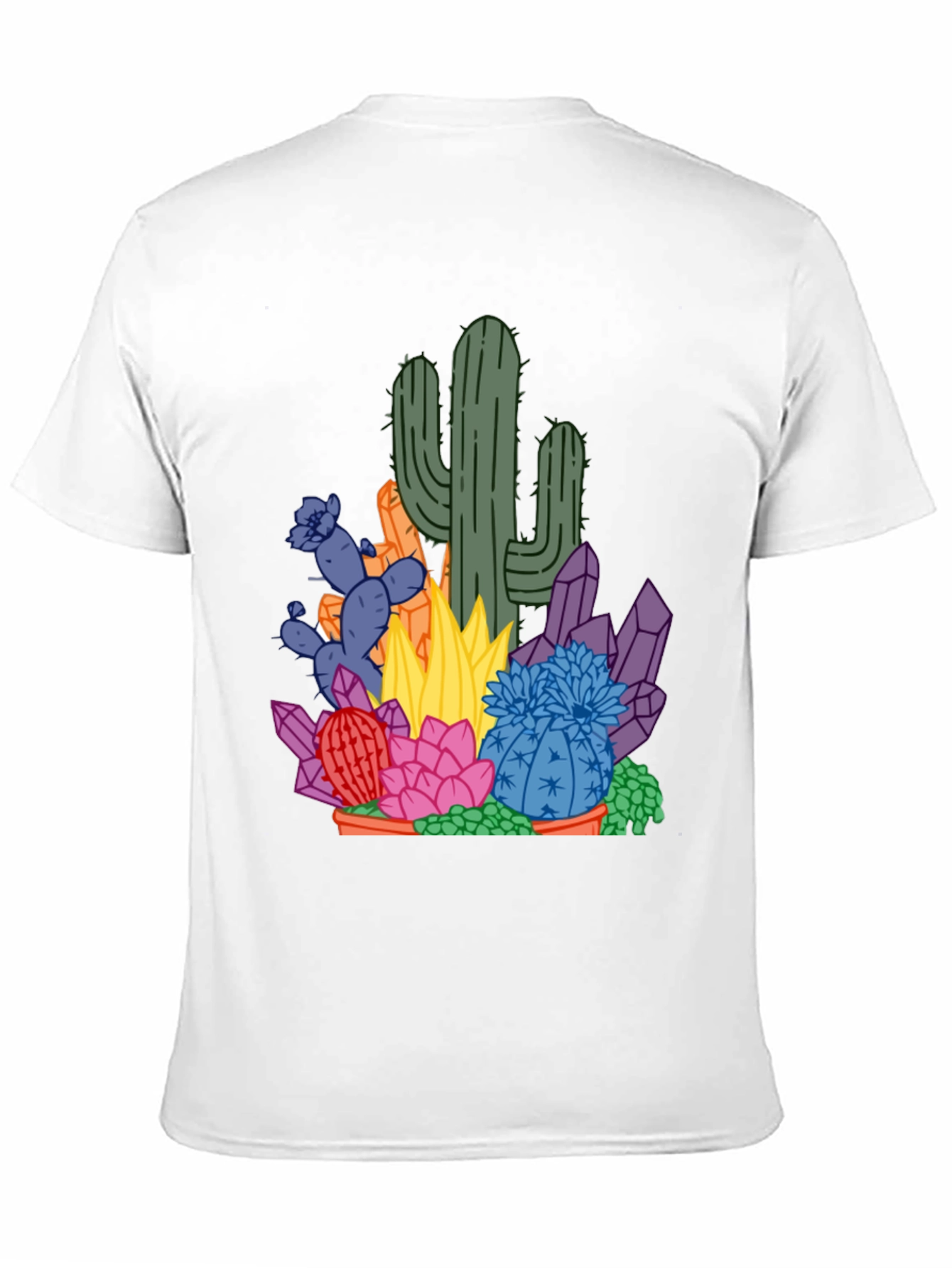 Black Cactus & Crystal Graphic Tee - Black Cotton Casual Shirt view 11