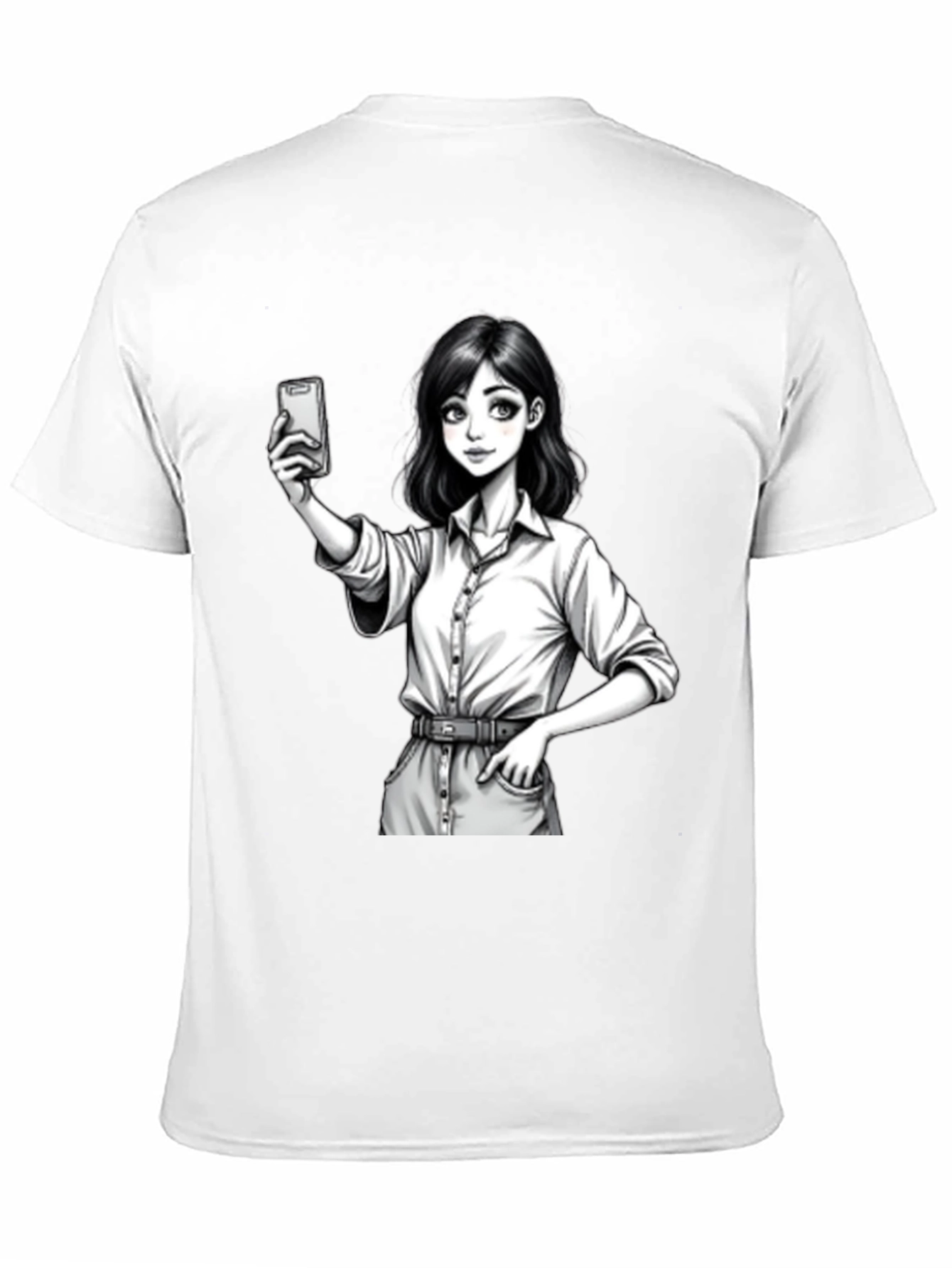 Black Anime Girl Selfie Black T-Shirt view 11