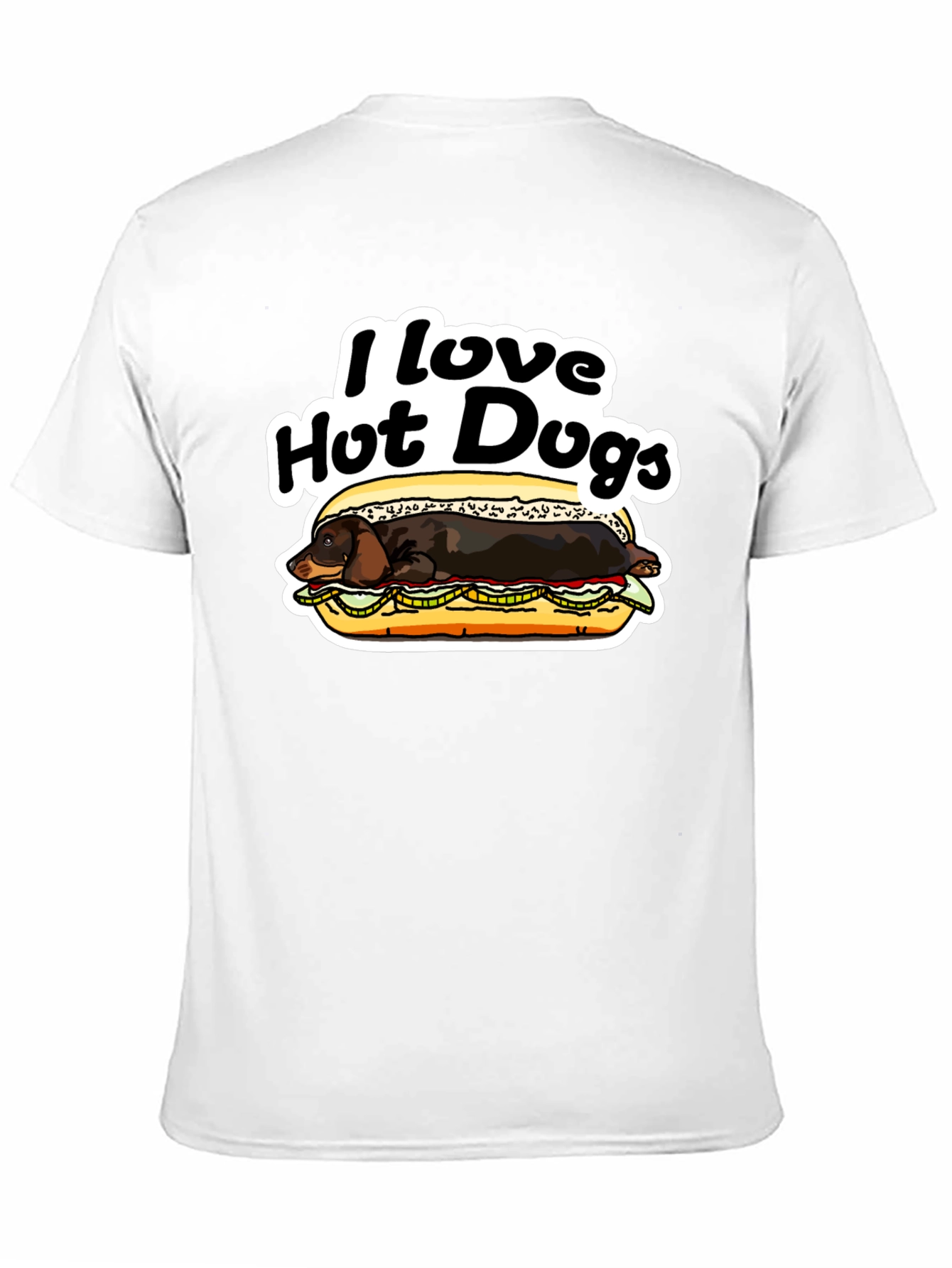 Black I Love Hot Dogs T-Shirt Dachshund Humor Tee view 11