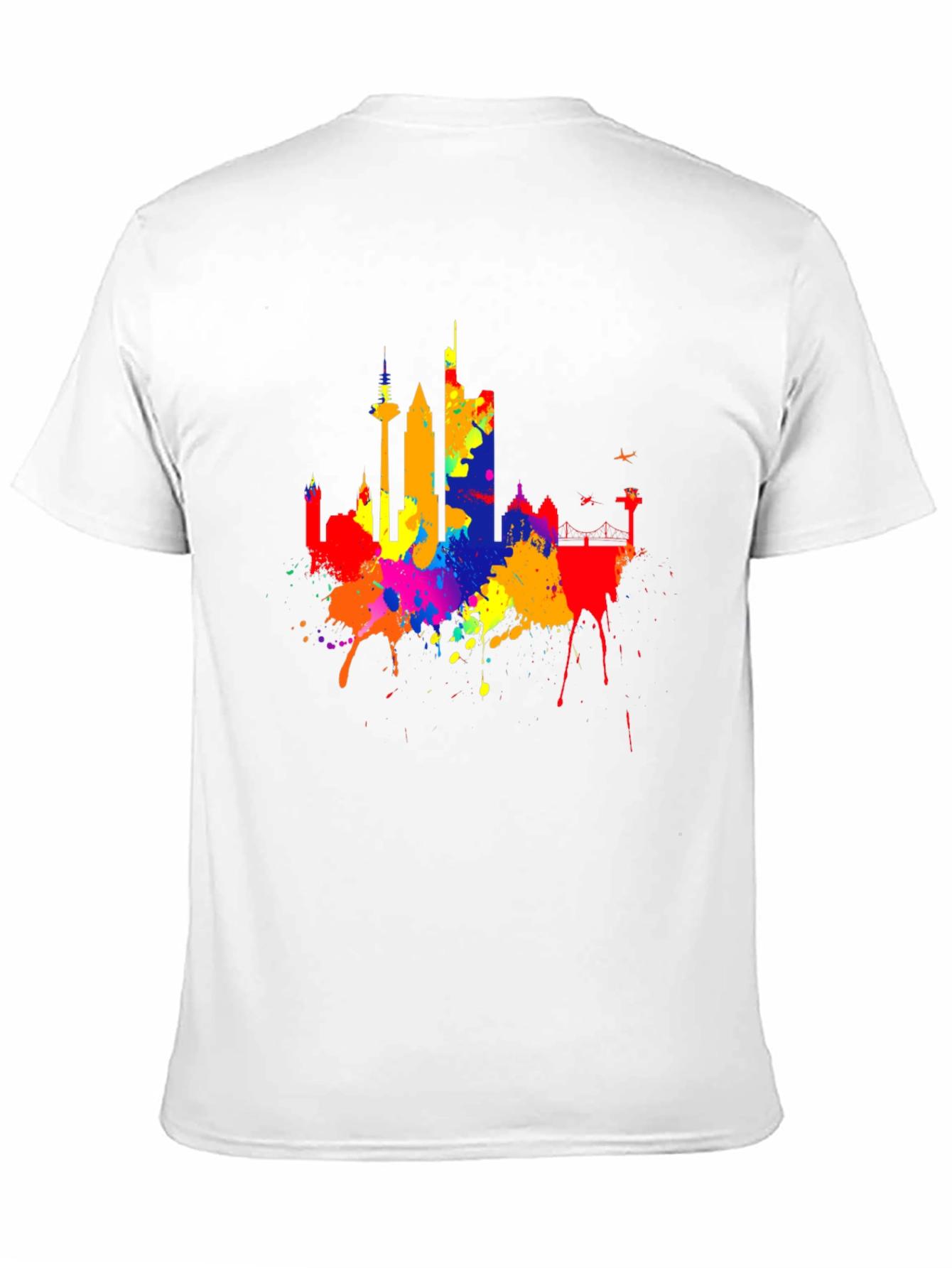 Black Vibrant Skyline Splash Black T-Shirt view 11