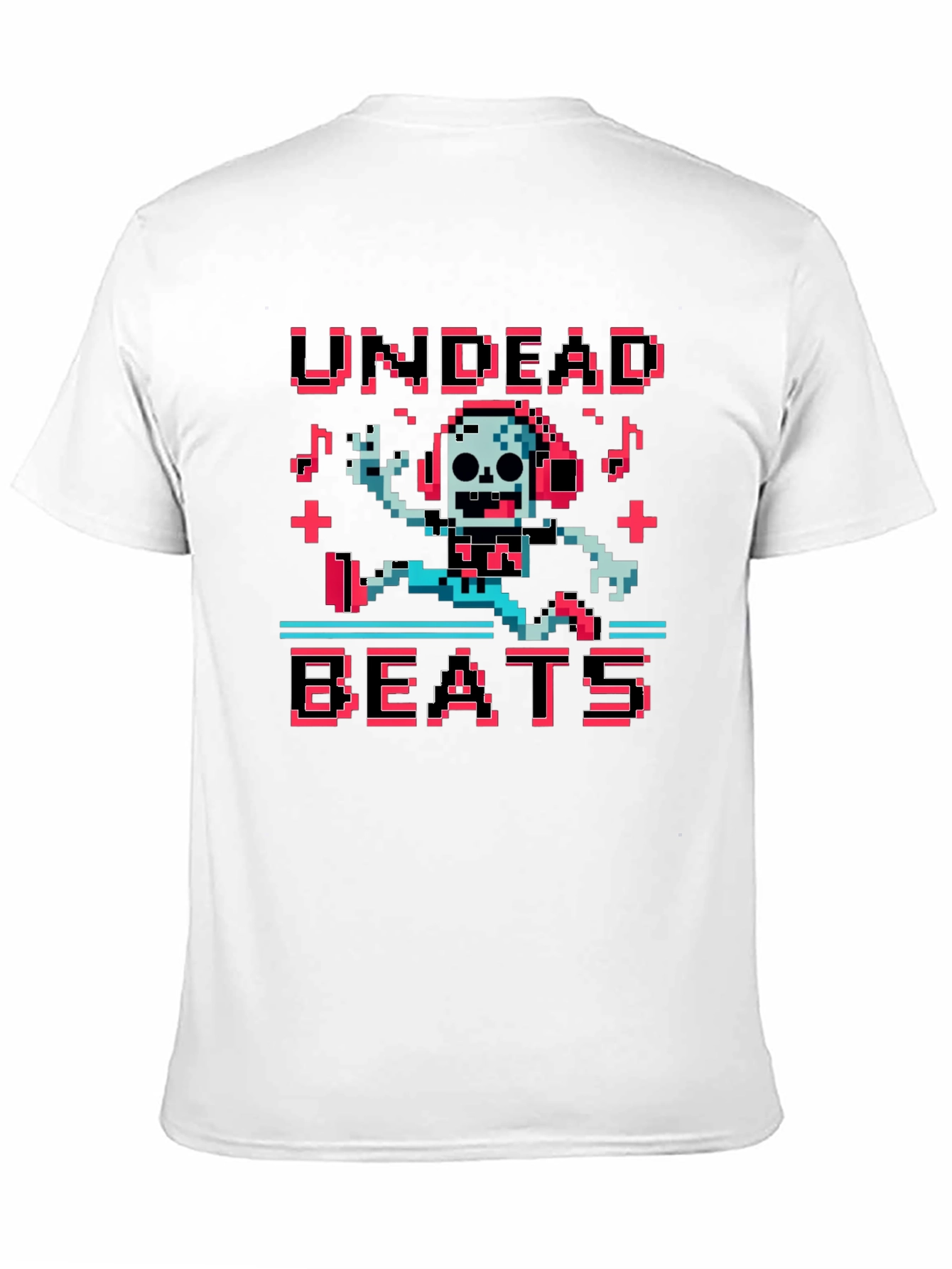 Black Undead Beats Pixel Art Graphic T-Shirt view 11