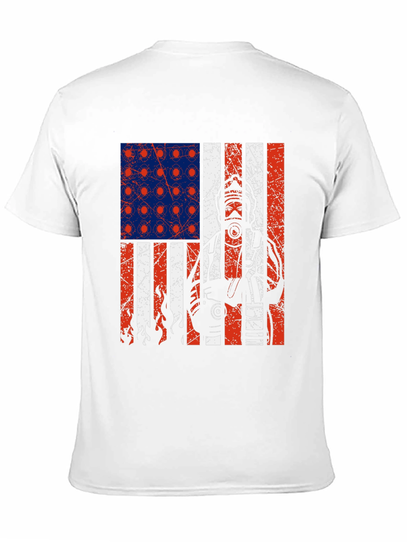 Black Firefighter American Flag Graphic T-Shirt view 11