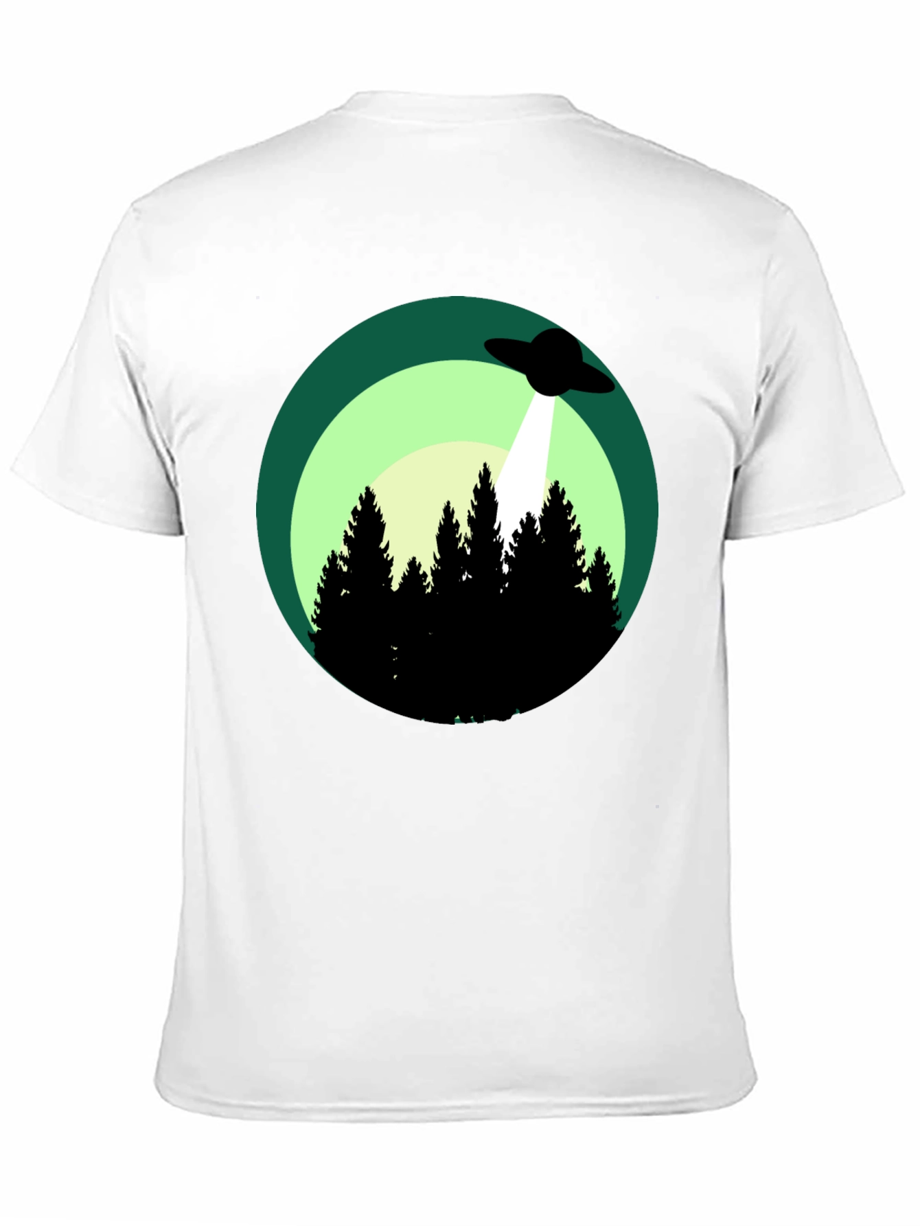 Black UFO Abduction Graphic Tee - Forest Scene Black T-Shirt view 11