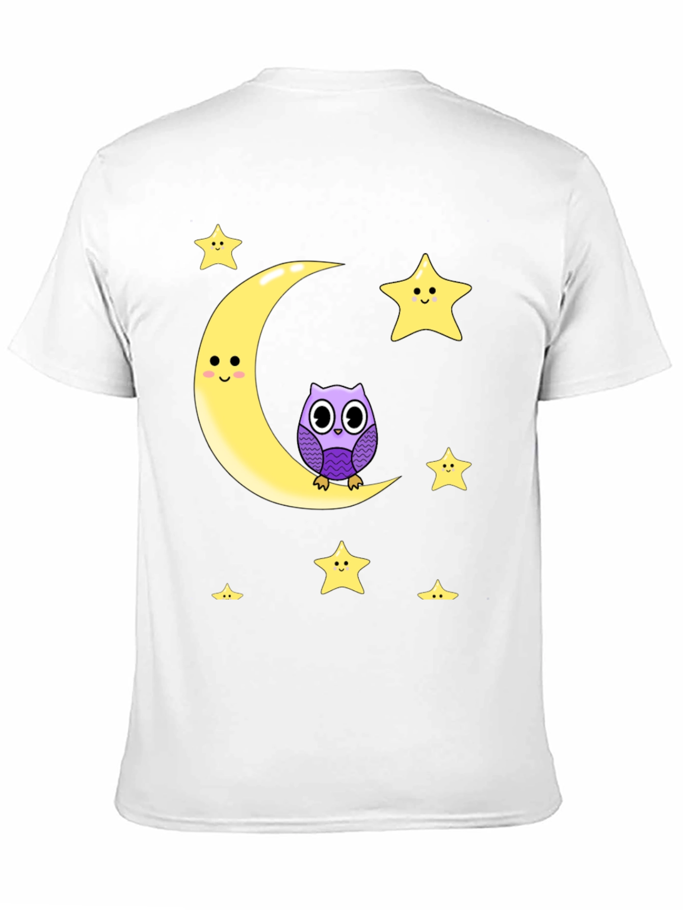 Black Cute Owl on Moon Graphic T-Shirt - Black Cotton Blend view 11