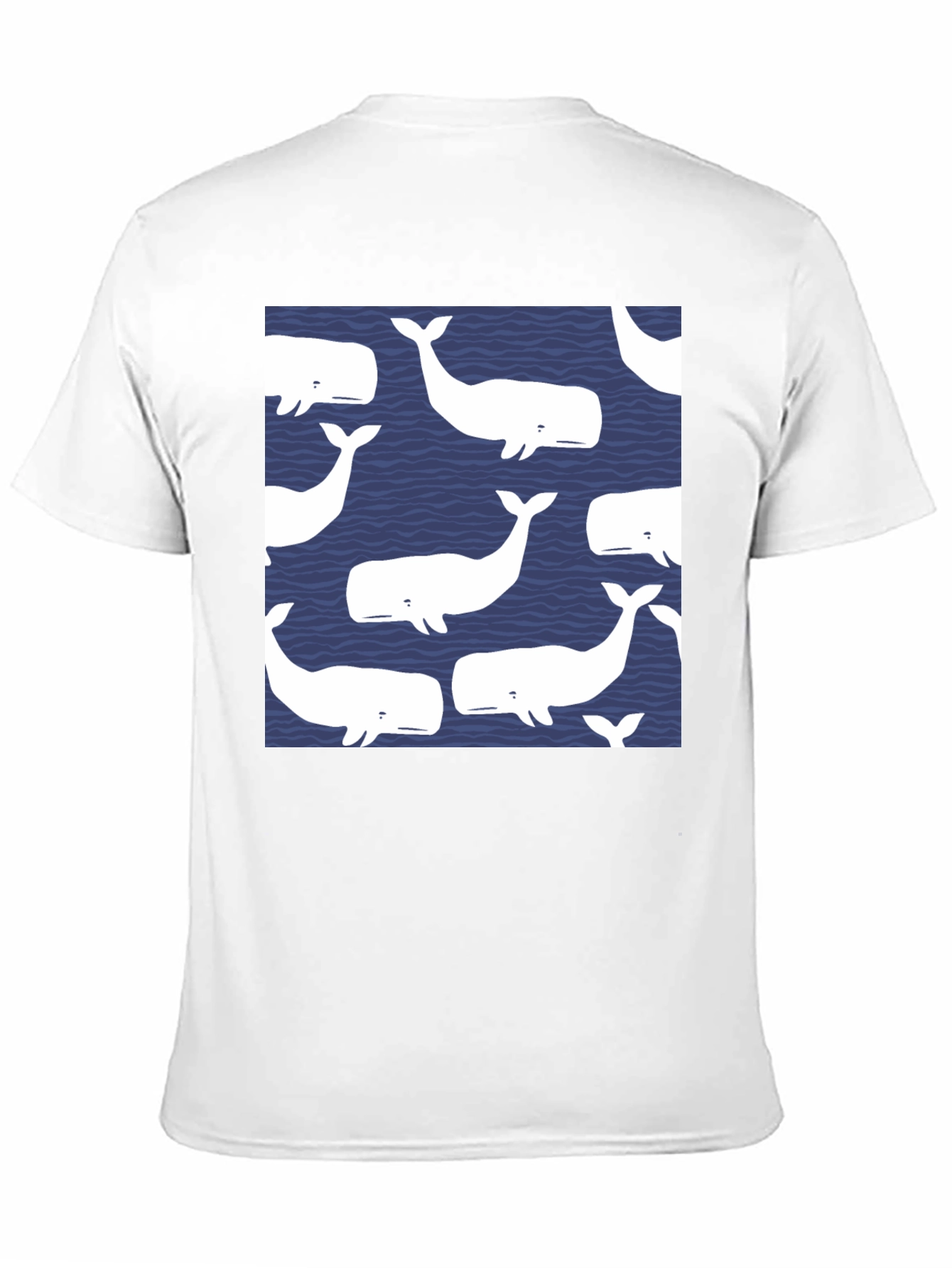Black Whale Pattern Black T-Shirt view 11