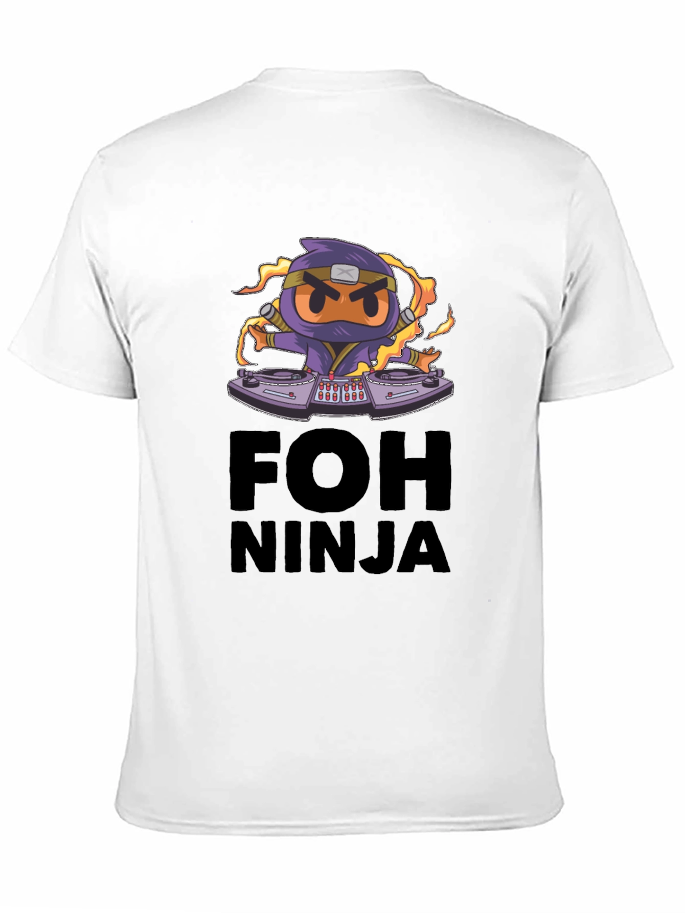 Black FOH Ninja Graphic Tee - Cool DJ Cartoon view 11