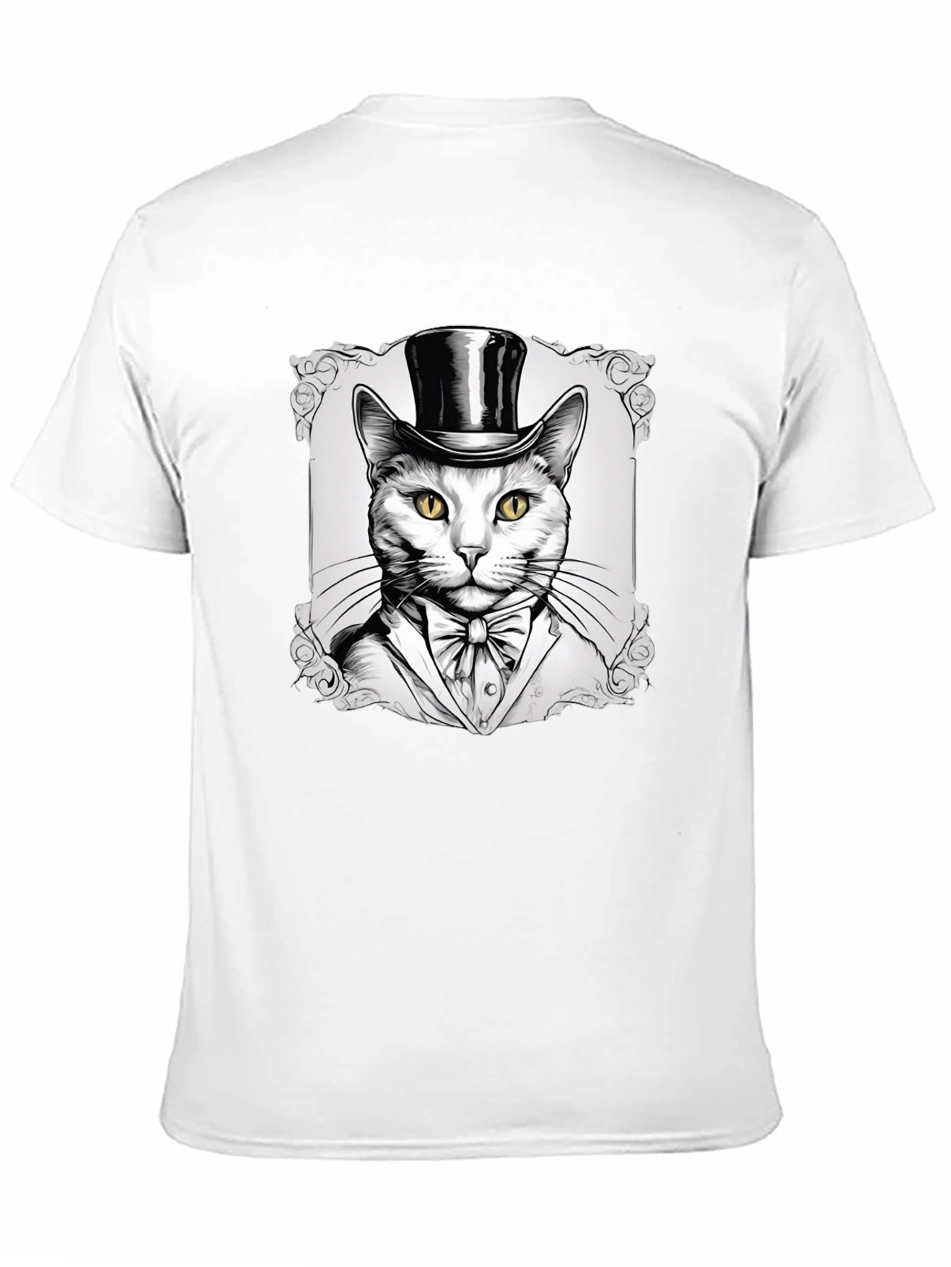 Black Top Hat Cat Graphic T-Shirt - Stylish Feline Design view 11