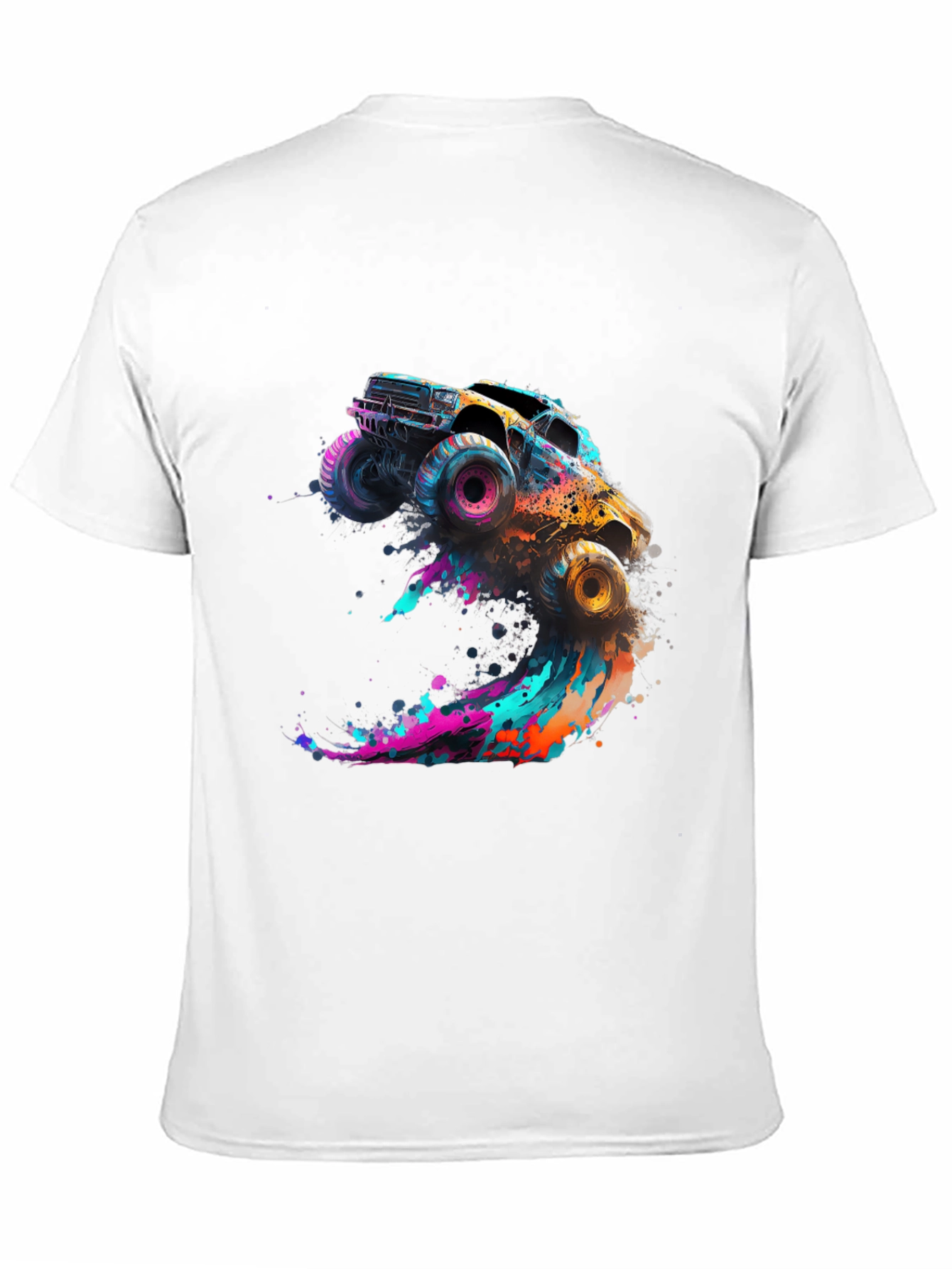 Black Monster Truck Splash Graphic Tee - Black Cotton Blend view 11