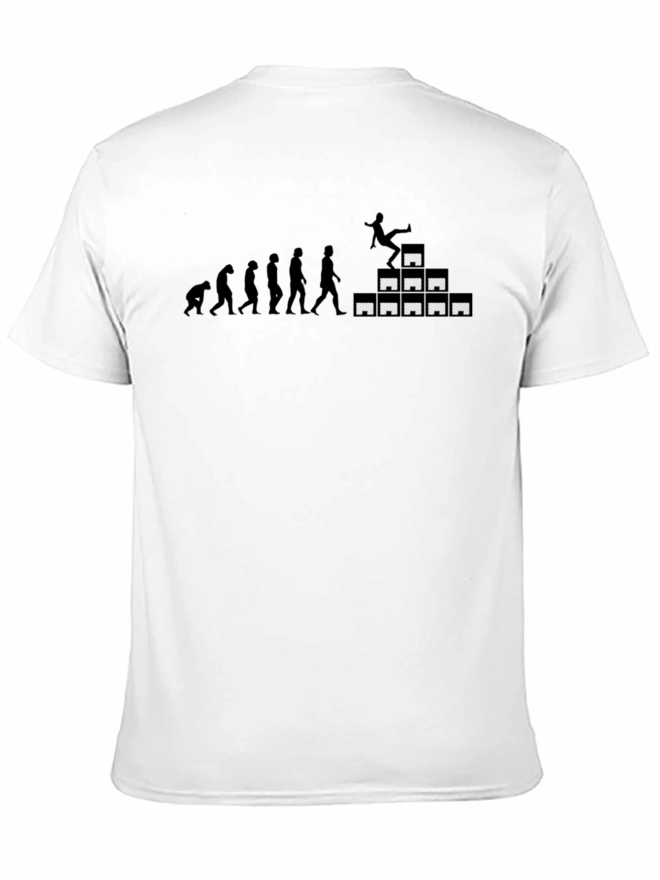 Black Evolution of Falling Off Boxes Funny T-Shirt view 11