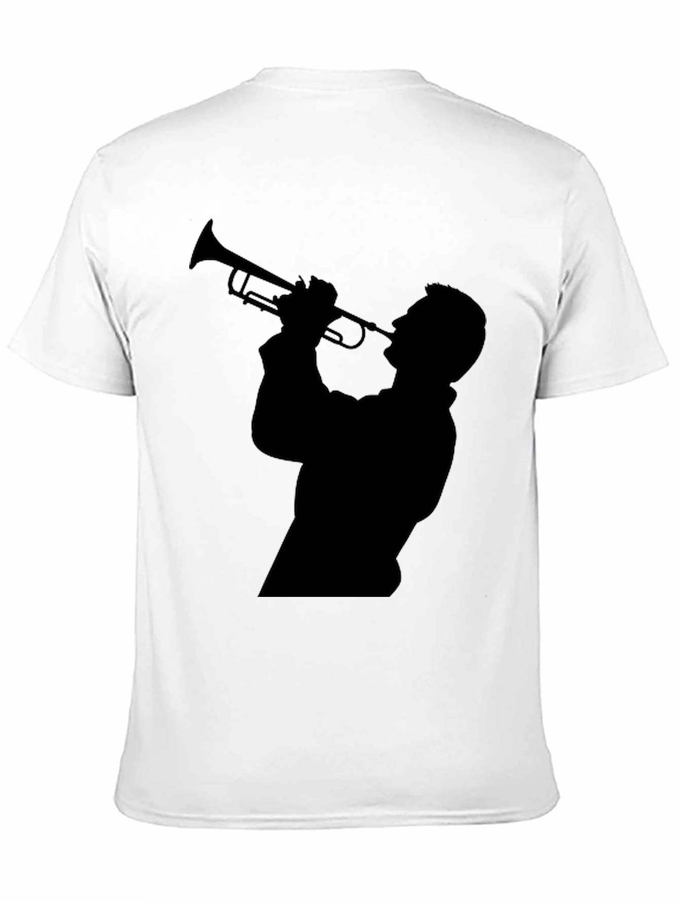Black Trumpet Player Silhouette Black T-Shirt view 11