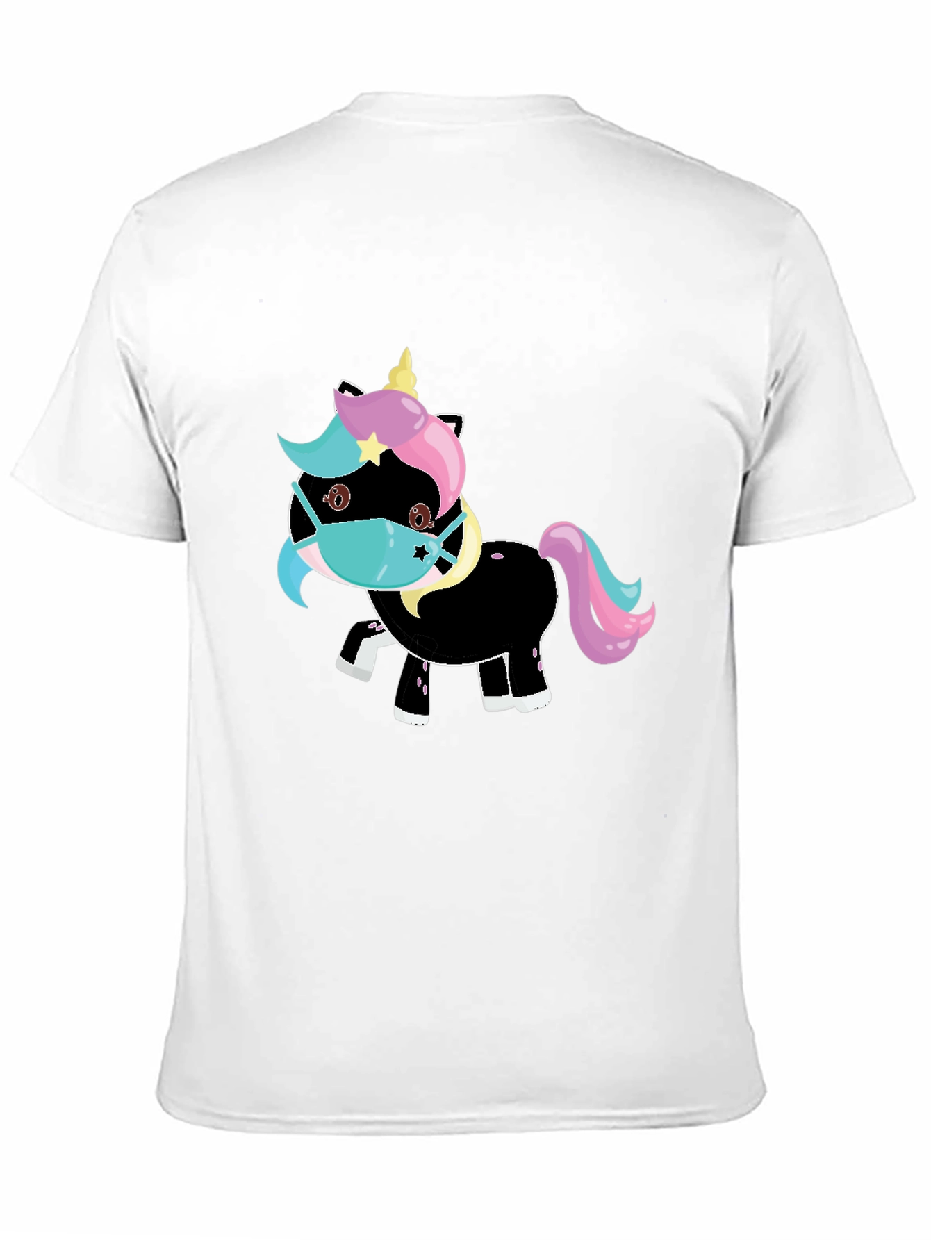 Black Unicorn Mask Black T-Shirt view 11
