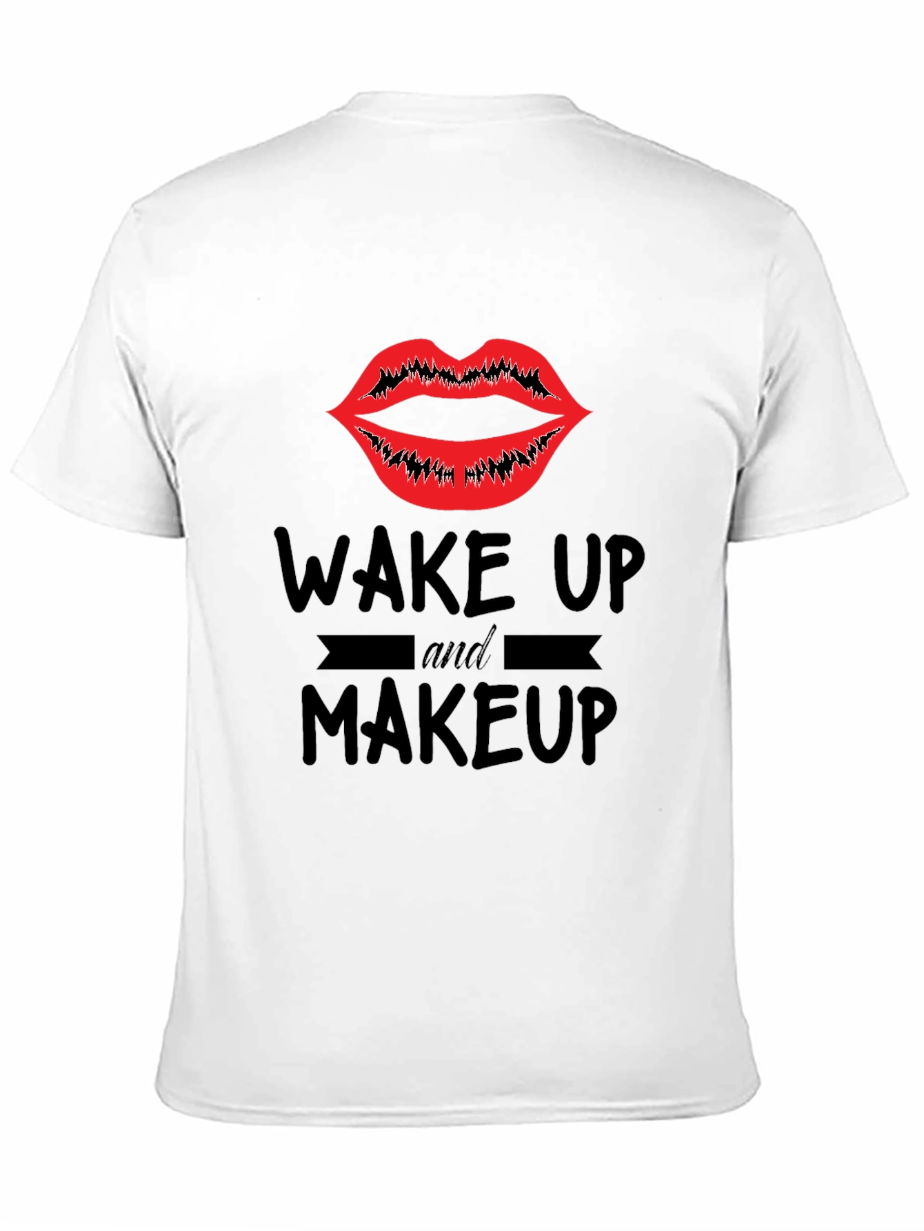 Black Wake Up & Makeup Graphic Tee - Unisex Black T-Shirt view 11