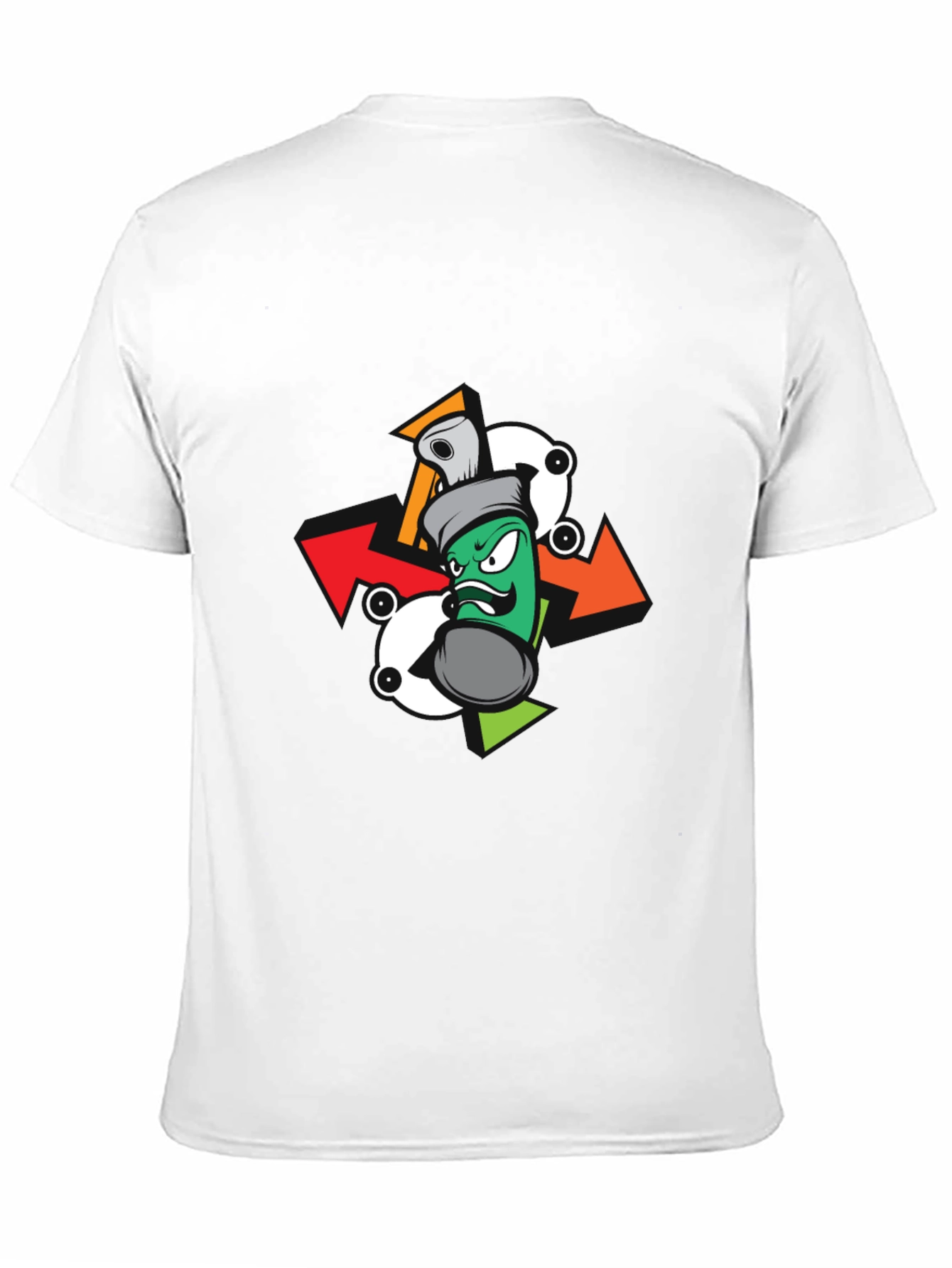 Black Cool Cartoon Spray Can Graphic Tee view 11