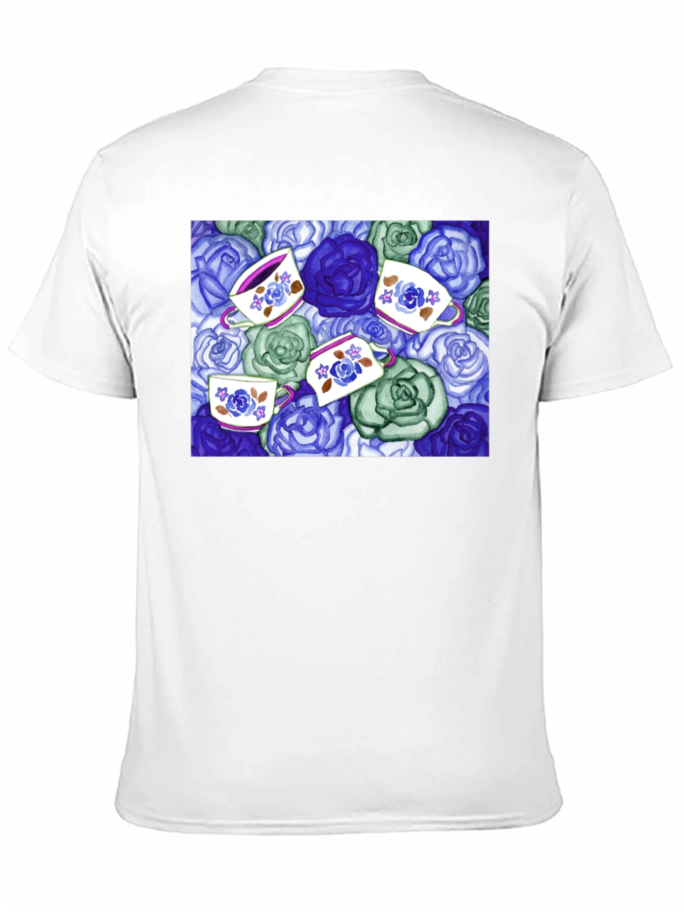 Black Floral Tea Cup T-Shirt - Unique Design view 11