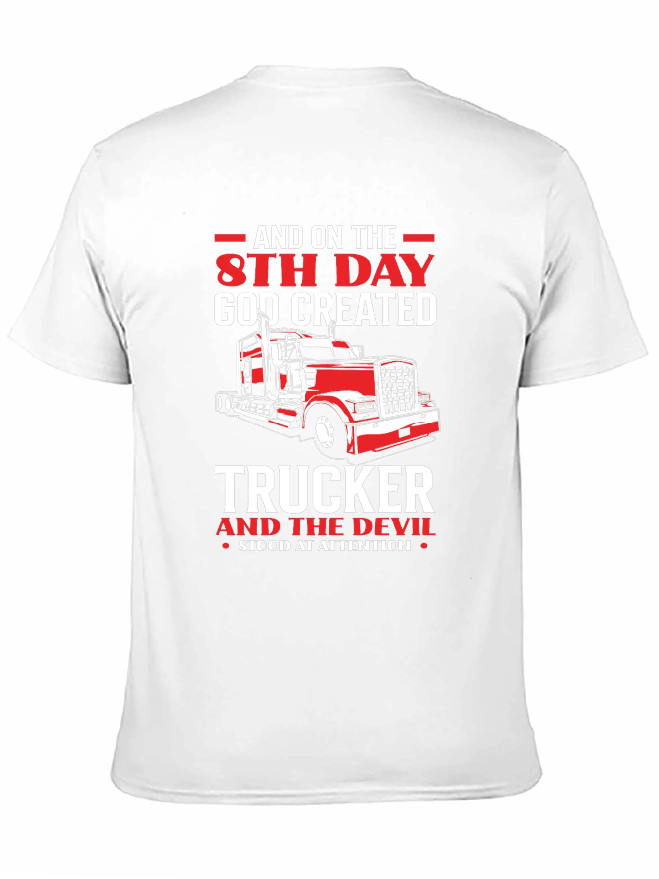 Black Trucker T-Shirt - 8th Day God Created Trucker view 11