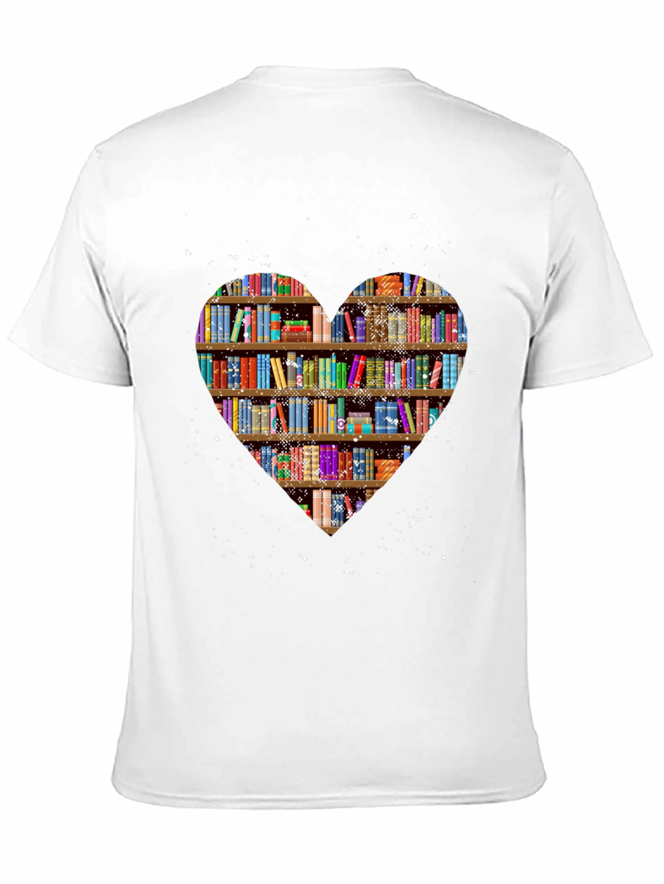 Black Book Lover Heart Bookshelf T-Shirt - Black view 11