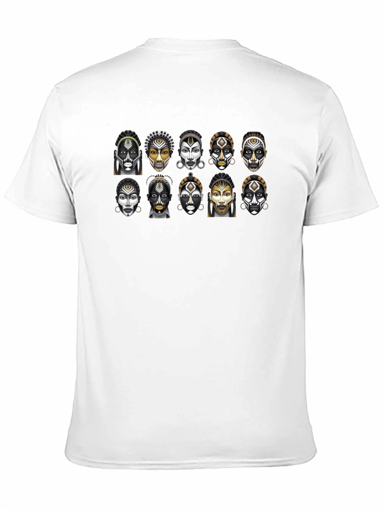 Black Tribal Faces Graphic T-Shirt view 11