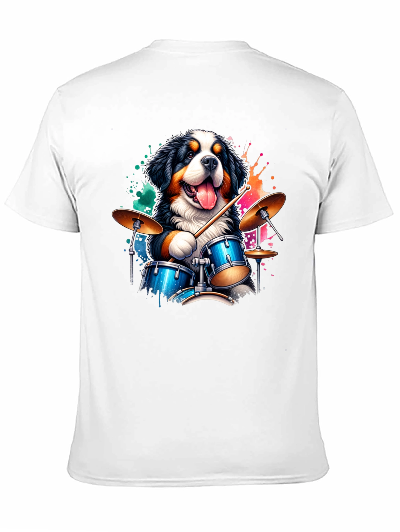 Black Drummer Dog Graphic Tee - Black Cotton T-Shirt view 11
