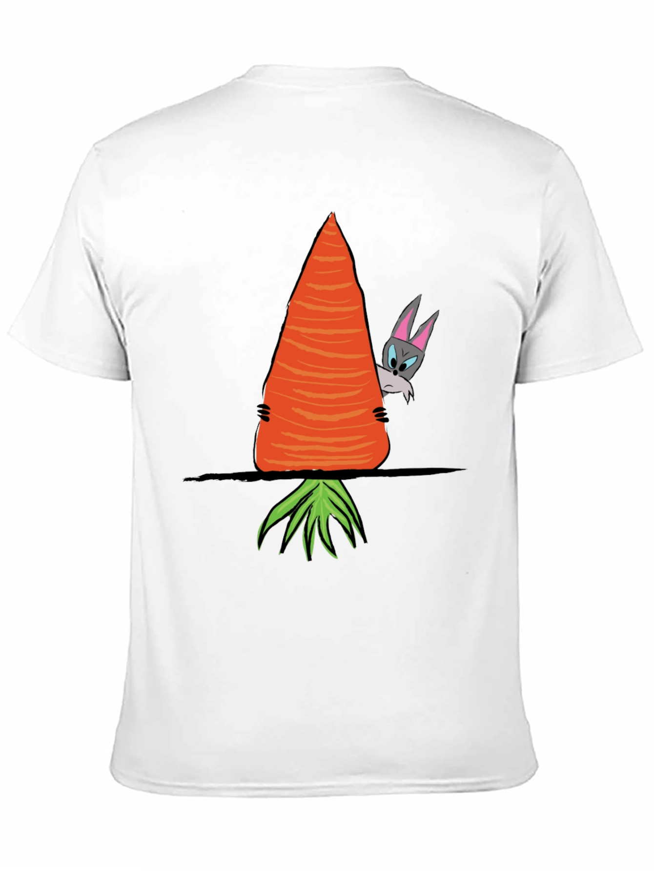 Black Funny Rabbit Peek-a-Boo Carrot Graphic Tee view 11