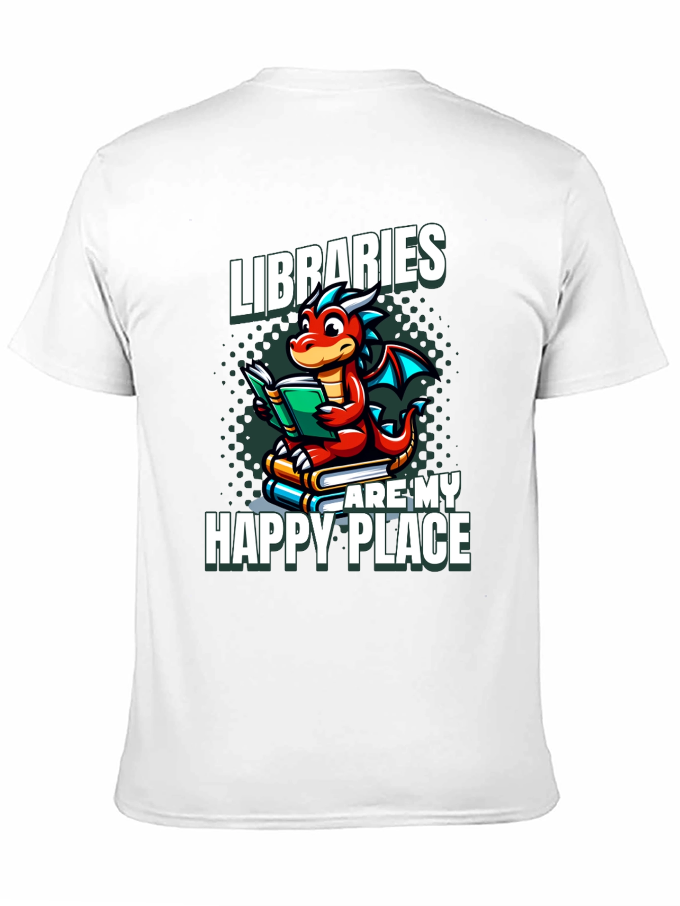 Black Libraries Are My Happy Place Dragon Reading Book T-Shirt view 11