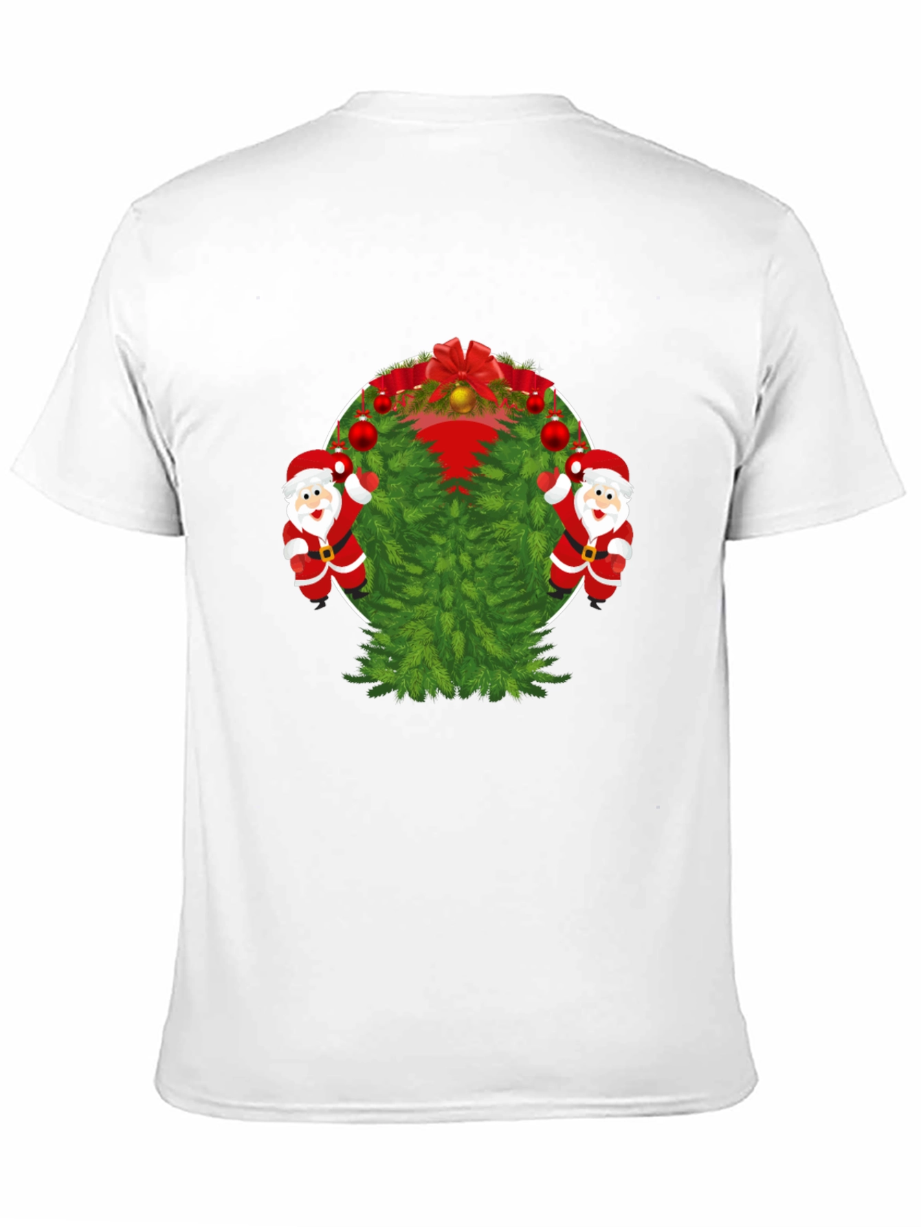 Black Festive Christmas Tree & Santa T-Shirt view 11