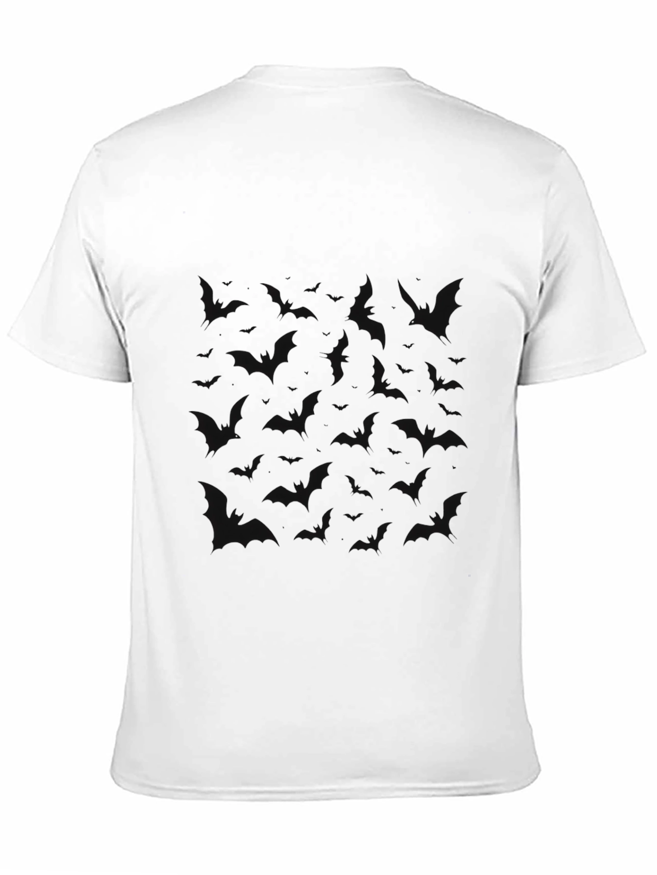 Black Men's Black T-Shirt with Bat Pattern view 11