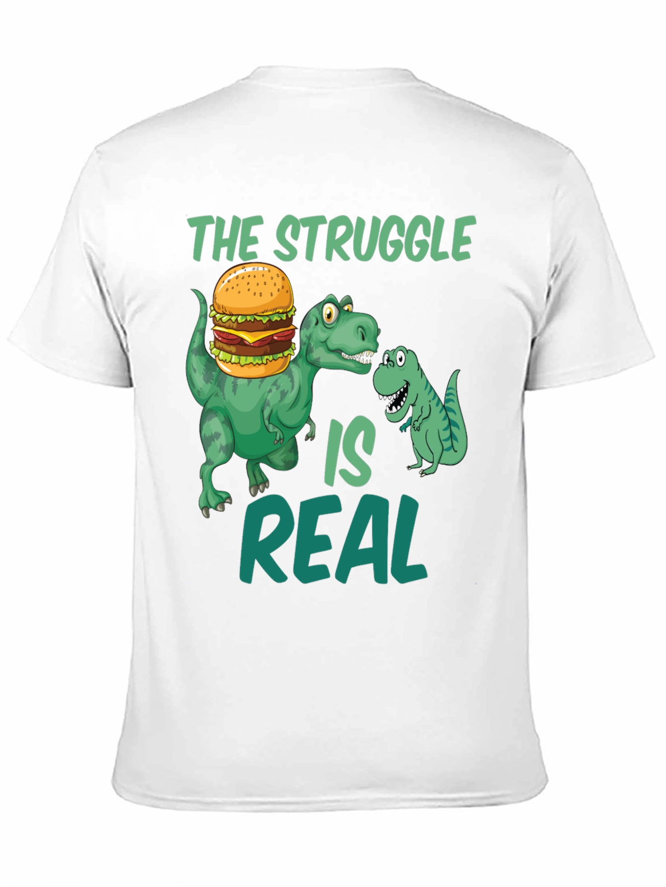 Black Dinosaur Burger T-Shirt - The Struggle Is Real Funny Tee view 11